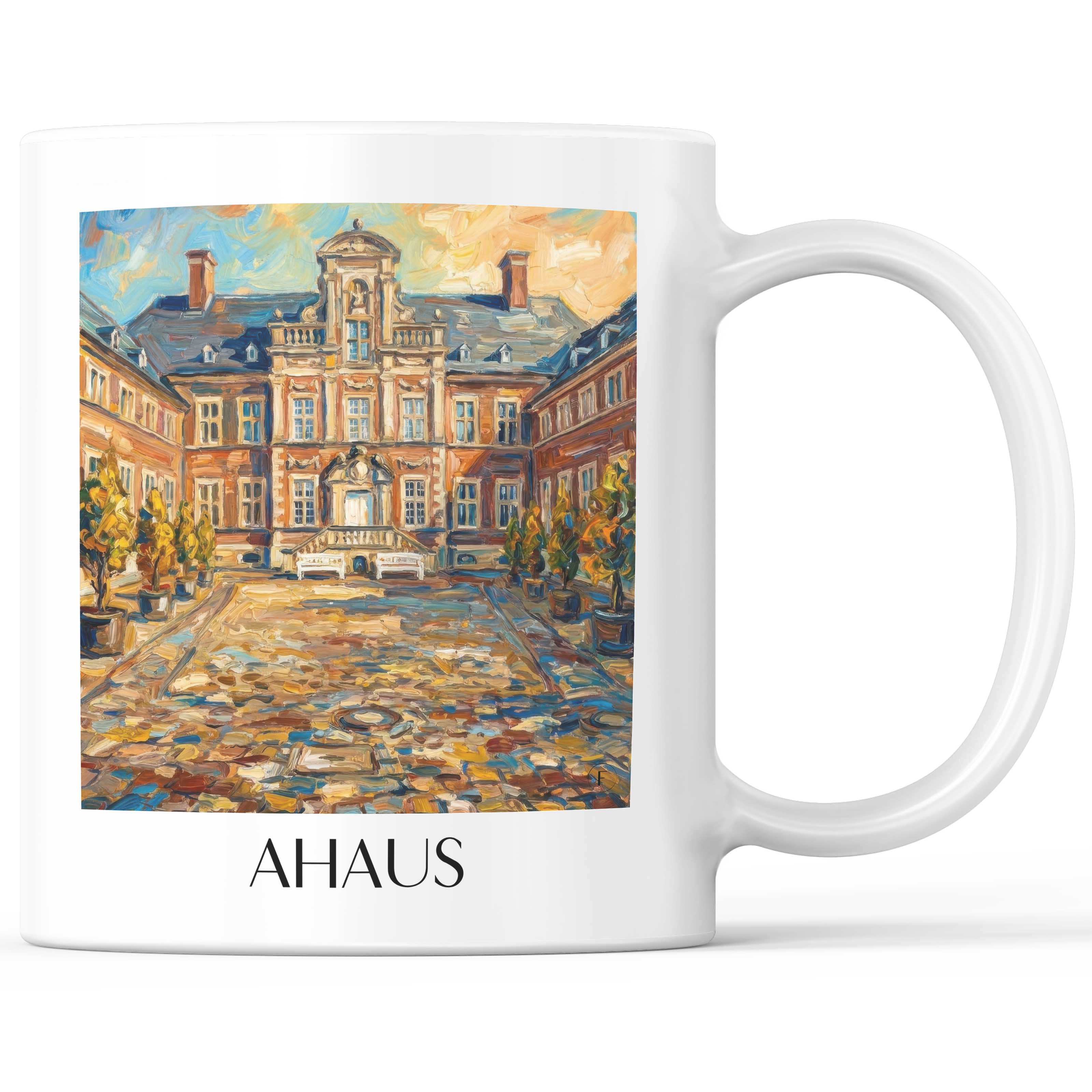 Ahaus Kaffeebecher - Münsterland - Deutschland Becher - Kaffeetasse im Ölgemälde Stil