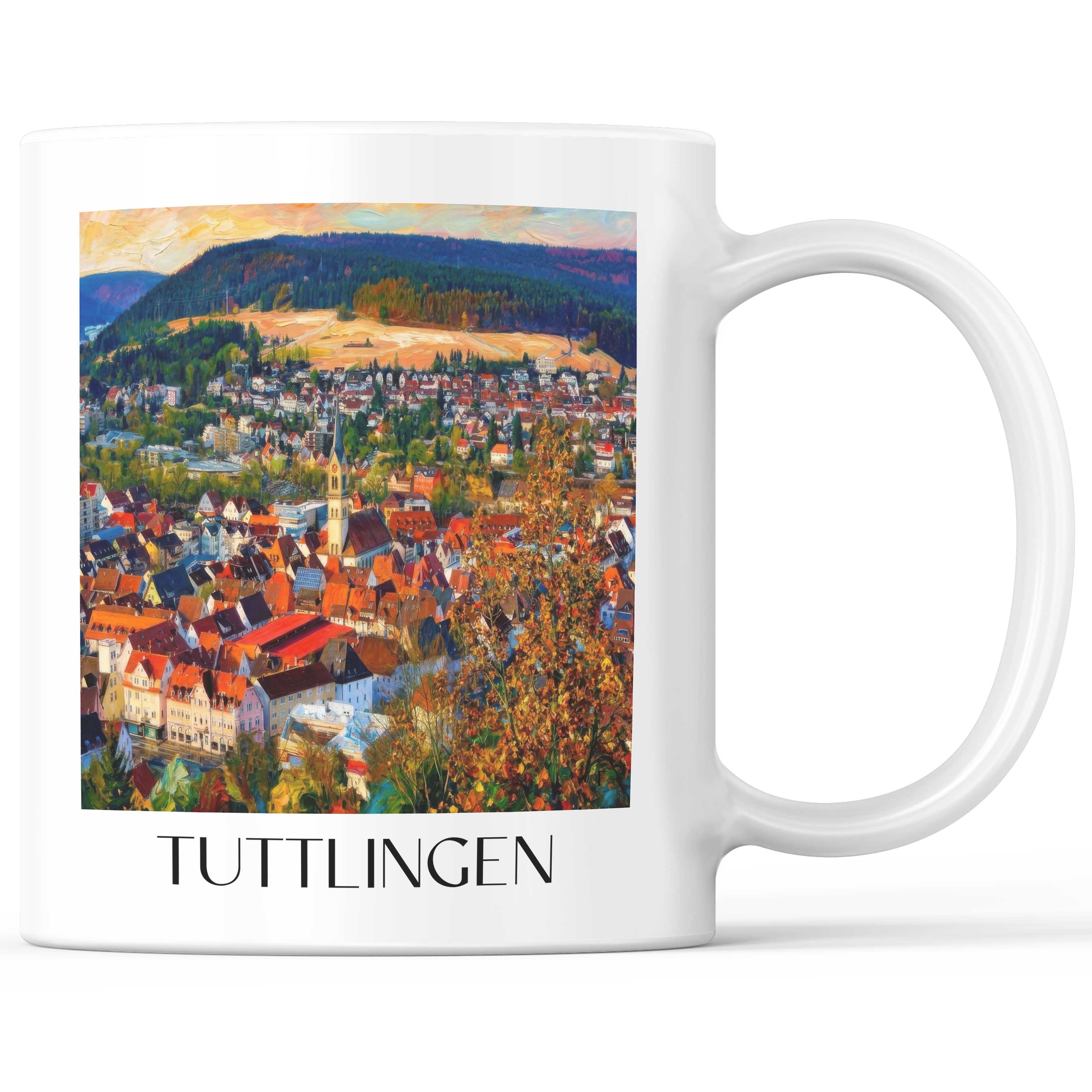 Tuttlingen (im Winter) Kaffeebecher - Schwarzwald - Deutschland Becher - Kaffeetasse im Ölgemälde Stil