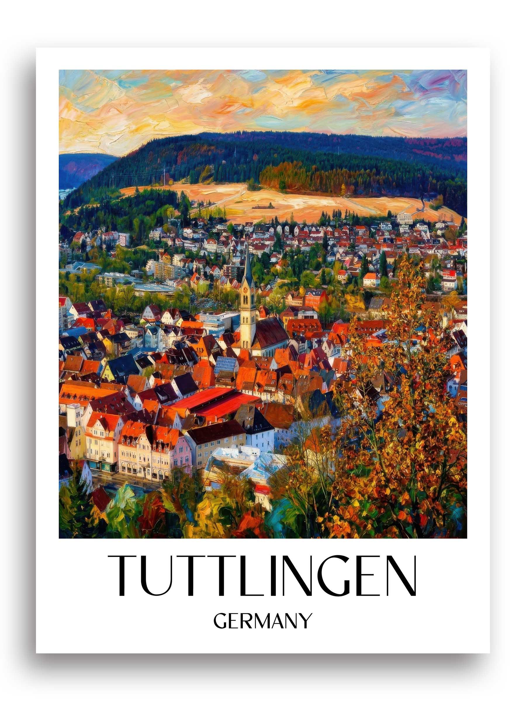 Tuttlingen (im Winter) Poster - Schwarzwald - Deutschland Kunstdruck - Ölgemälde von A4 bis A1