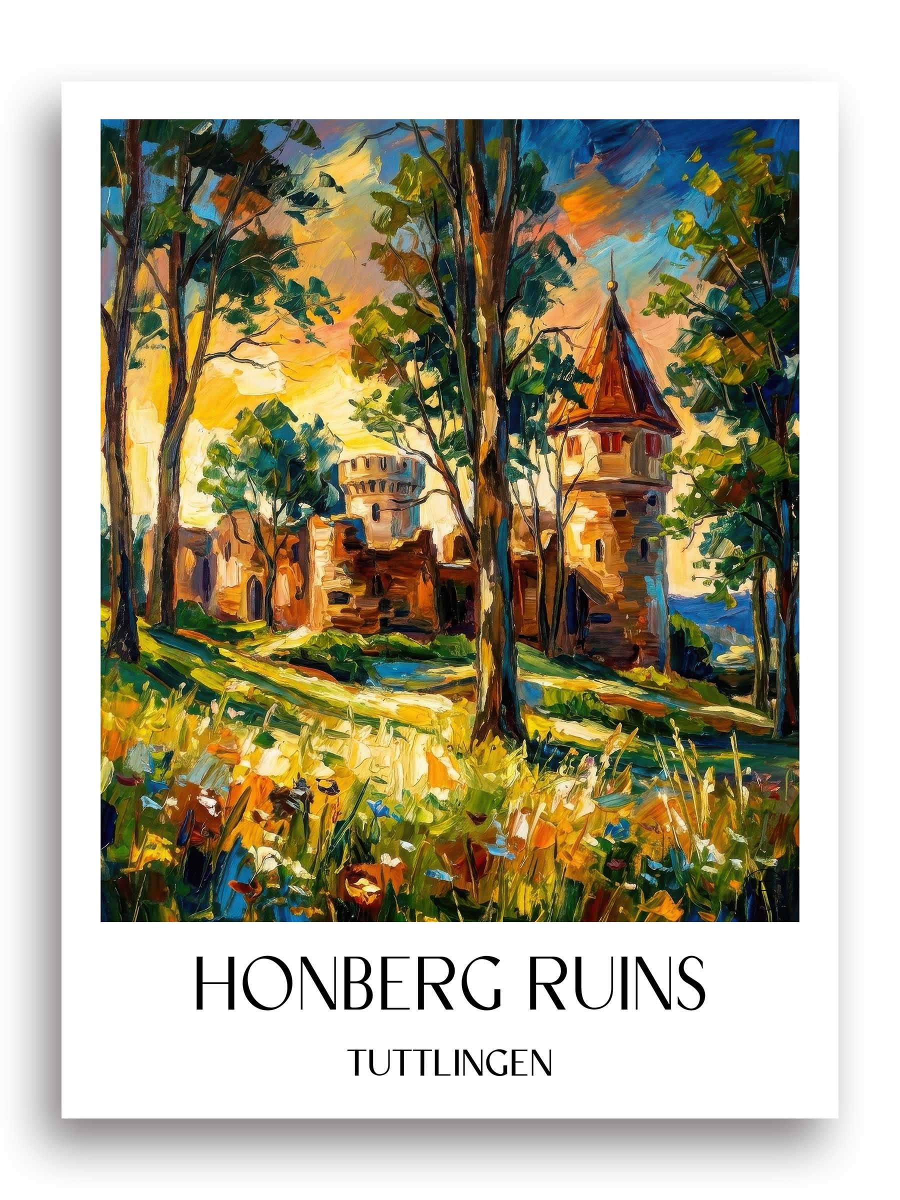 Ruine Honberg Poster - Tuttlingen - Deutschland Kunstdruck - Ölgemälde von A4 bis A1