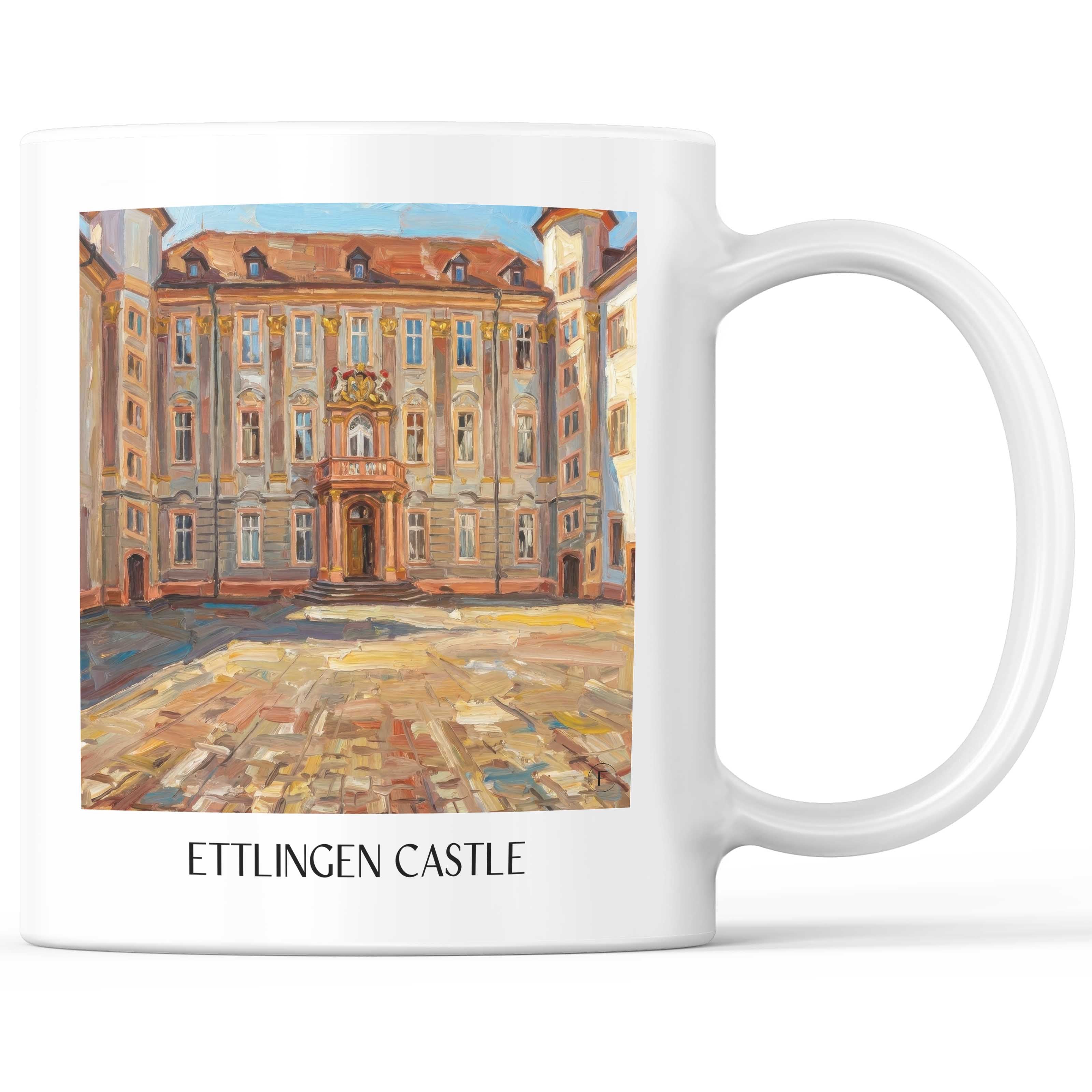 Schloss Ettlingen Kaffeebecher - Schwarzwald - Deutschland Becher - Kaffeetasse im Ölgemälde Stil