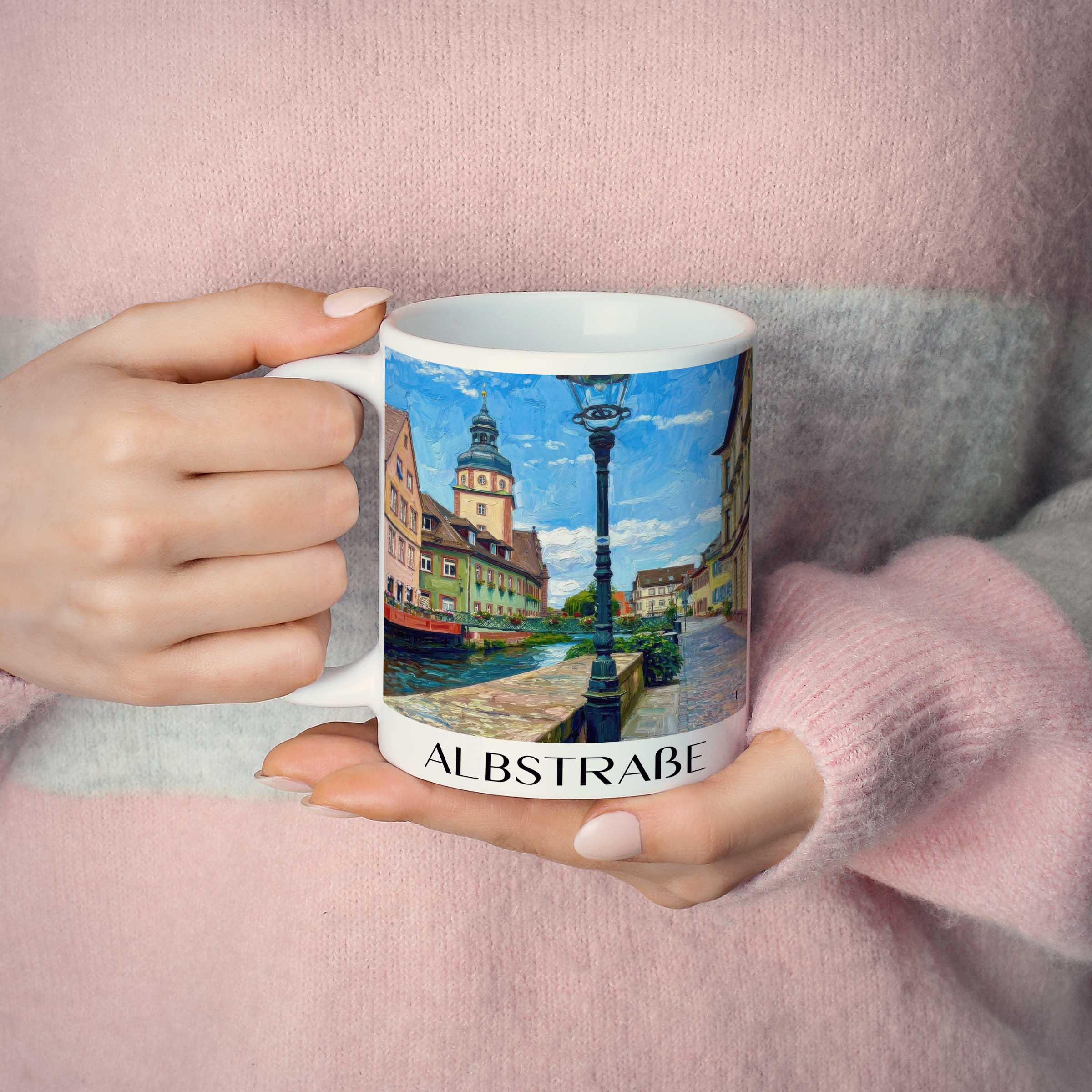albstraße-ettlingen-deutschland-kaffeebecher-oil-painting-oelgemaelde