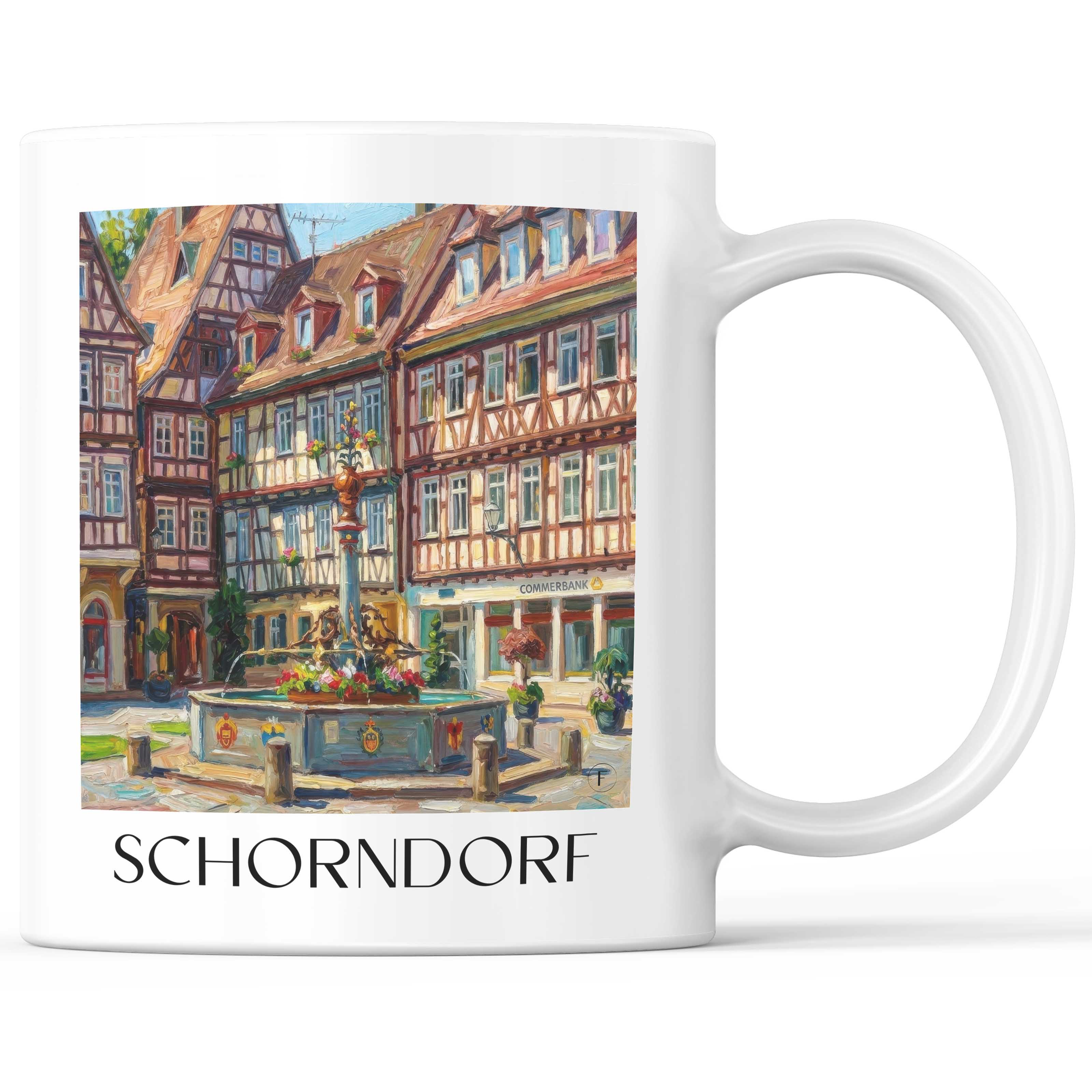 Schorndorf Kaffeebecher - Württemberg - Deutschland Becher - Kaffeetasse im Ölgemälde Stil