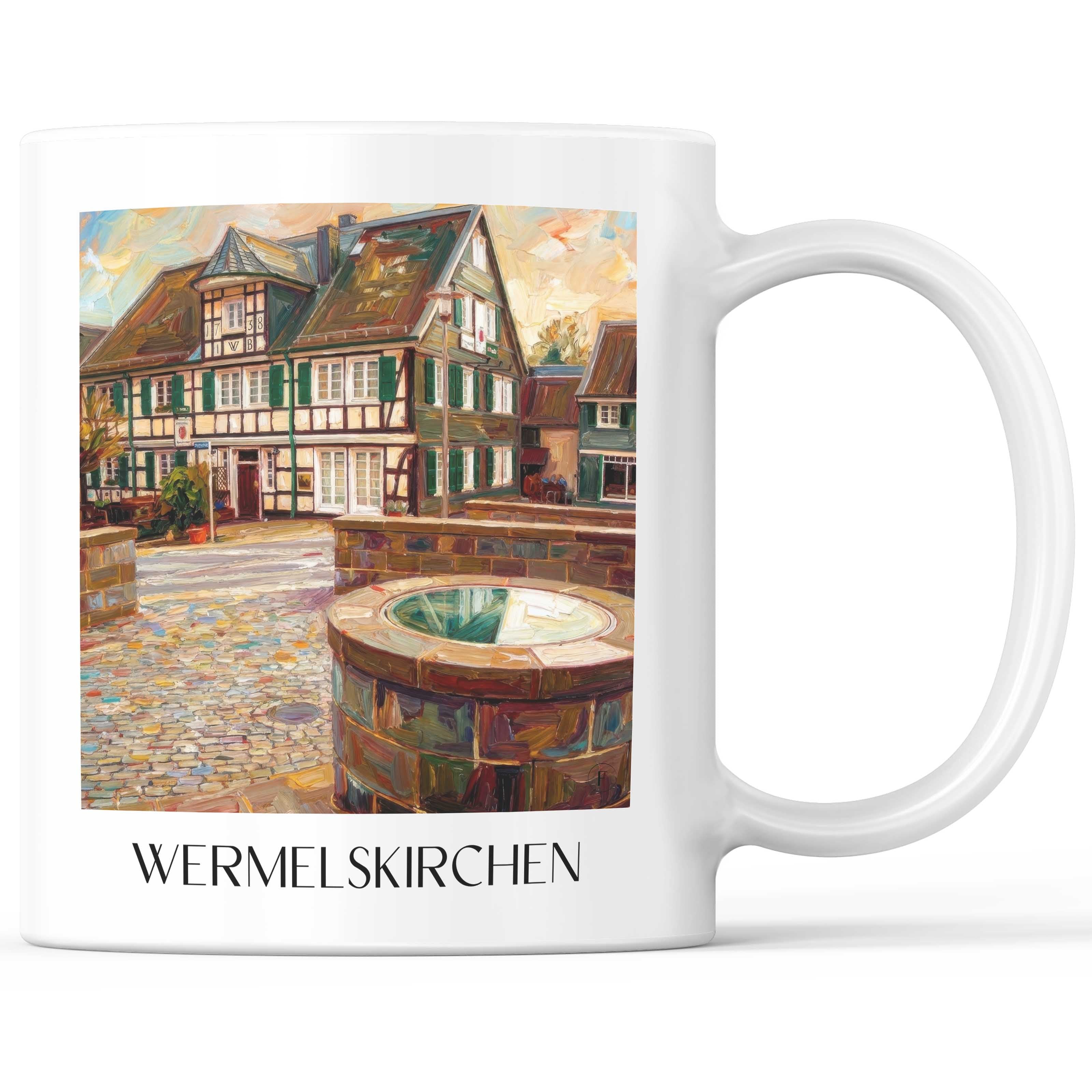Wermelskirchen Kaffeebecher - Rheinland - Deutschland Becher - Kaffeetasse im Ölgemälde Stil
