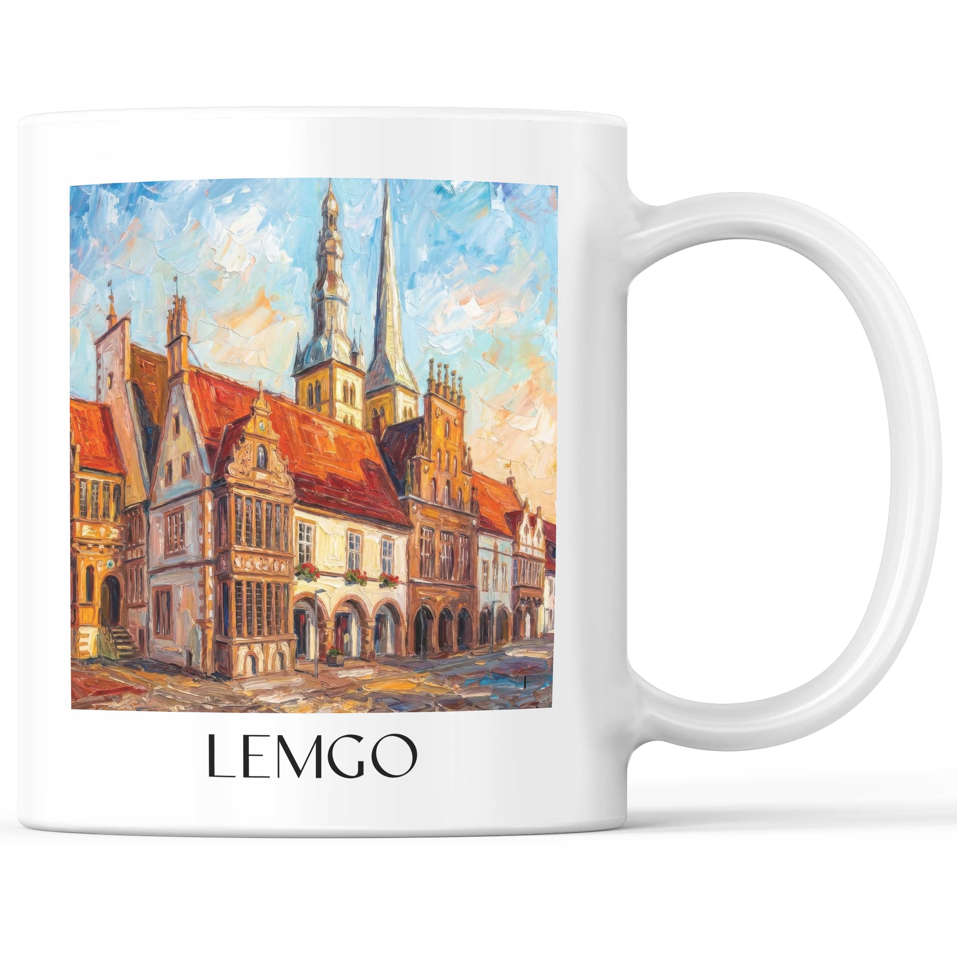 Lemgo Kaffeebecher - Ostwestfalen - Deutschland Becher - Kaffeetasse im Ölgemälde Stil