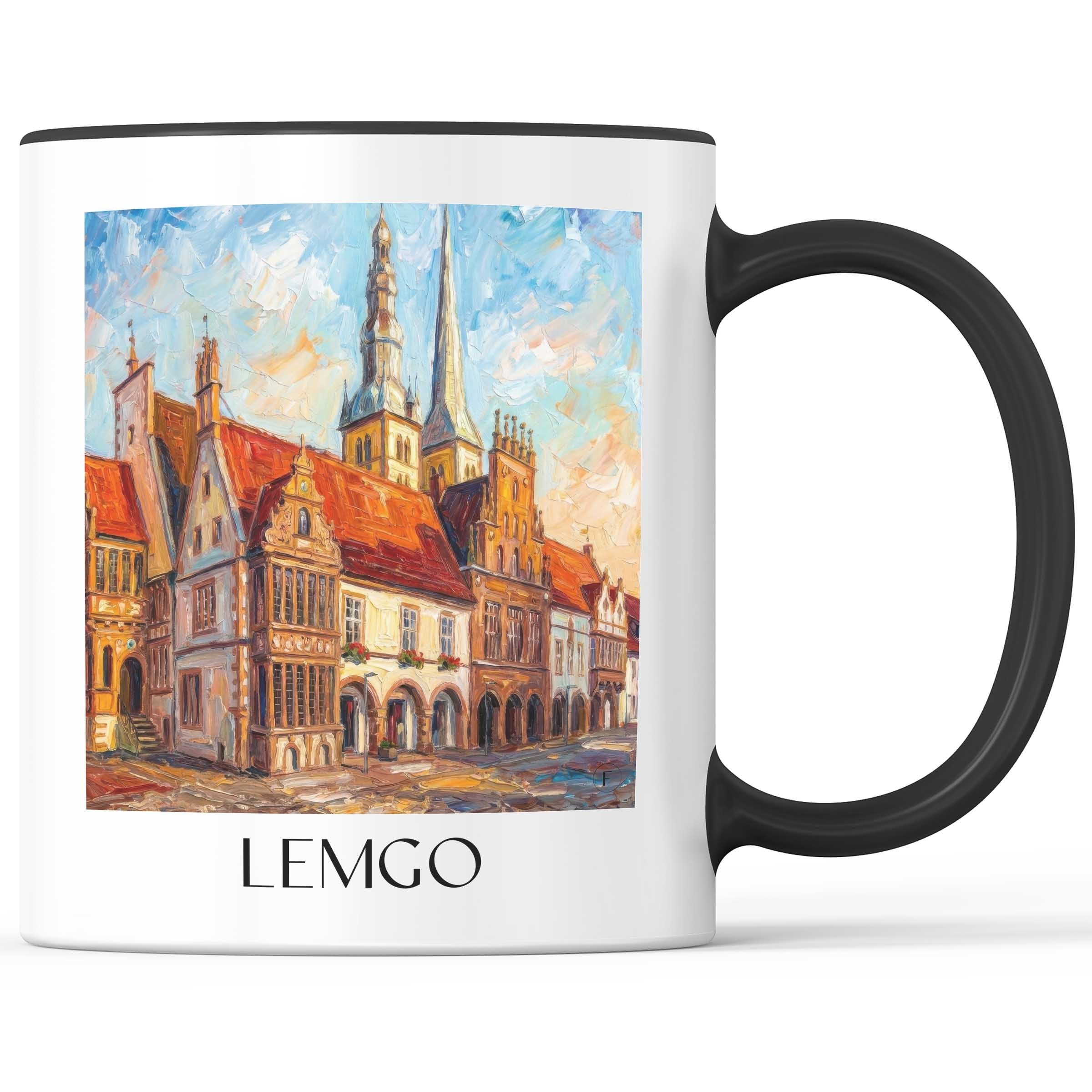 Lemgo Kaffeebecher - Ostwestfalen - Deutschland Becher - Kaffeetasse im Ölgemälde Stil