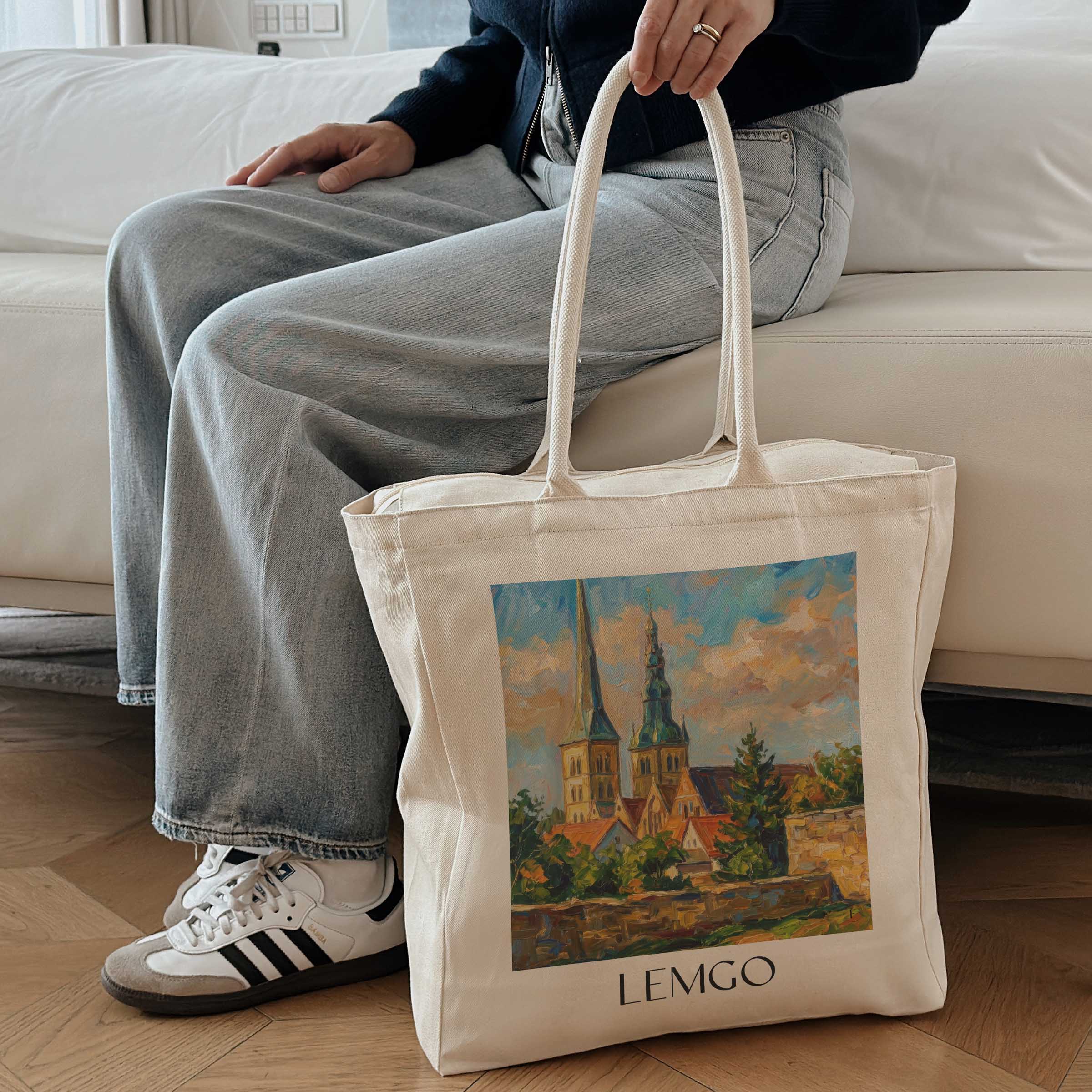 lemgo-(im-winter)-ostwestfalen-deutschland-einkaufstasche-oil-painting-oelgemaelde