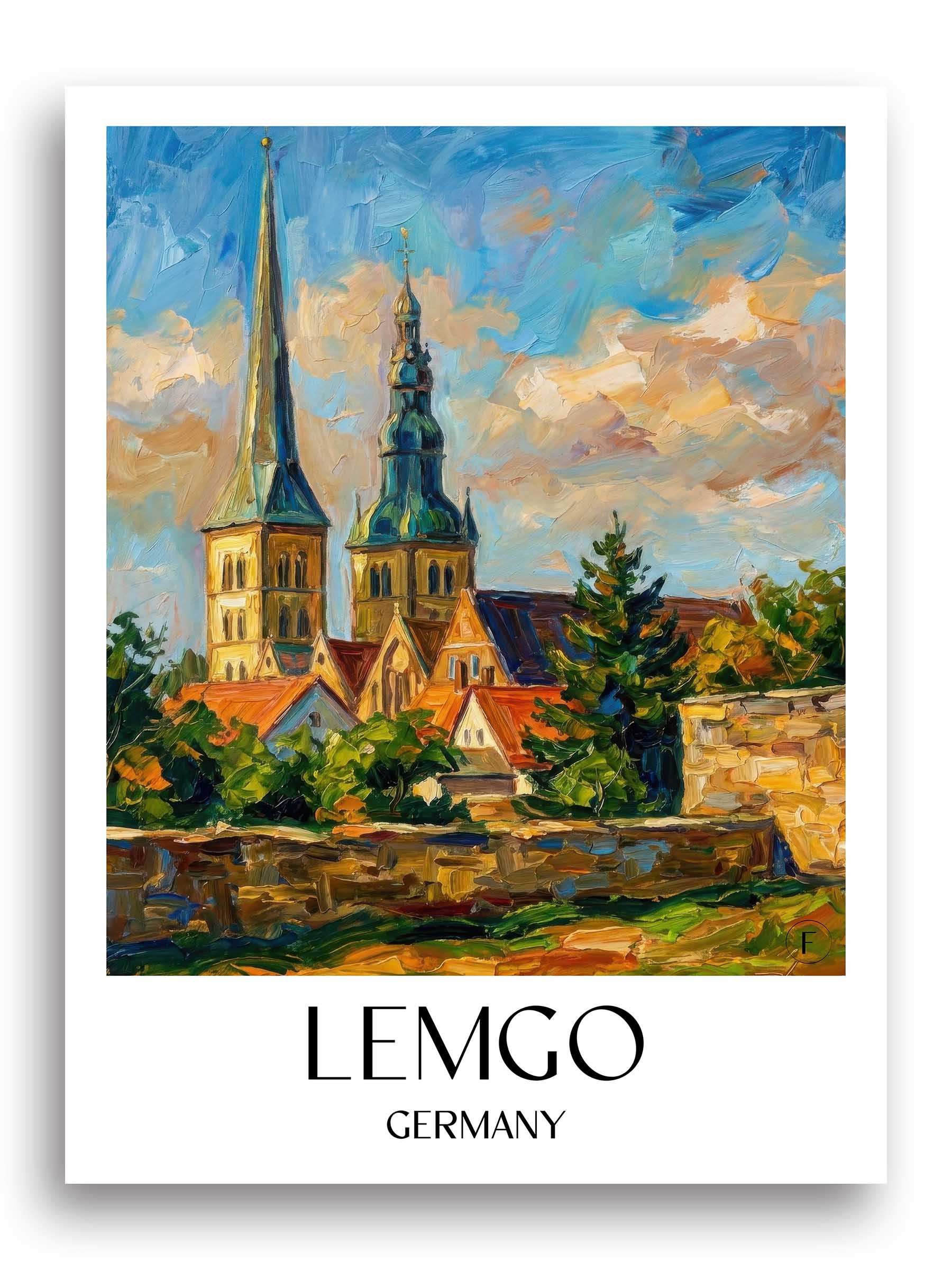 Lemgo (im Winter) Poster - Ostwestfalen - Deutschland Kunstdruck - Ölgemälde von A4 bis A1