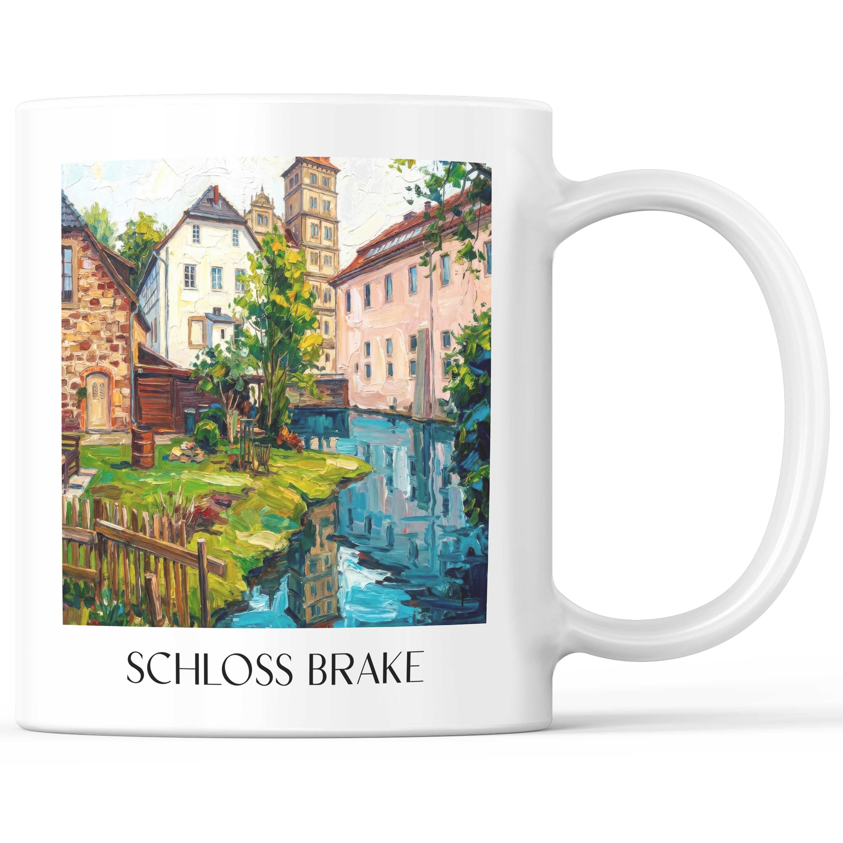 Schloss Brake Kaffeebecher - Lemgo - Deutschland Becher - Kaffeetasse im Ölgemälde Stil