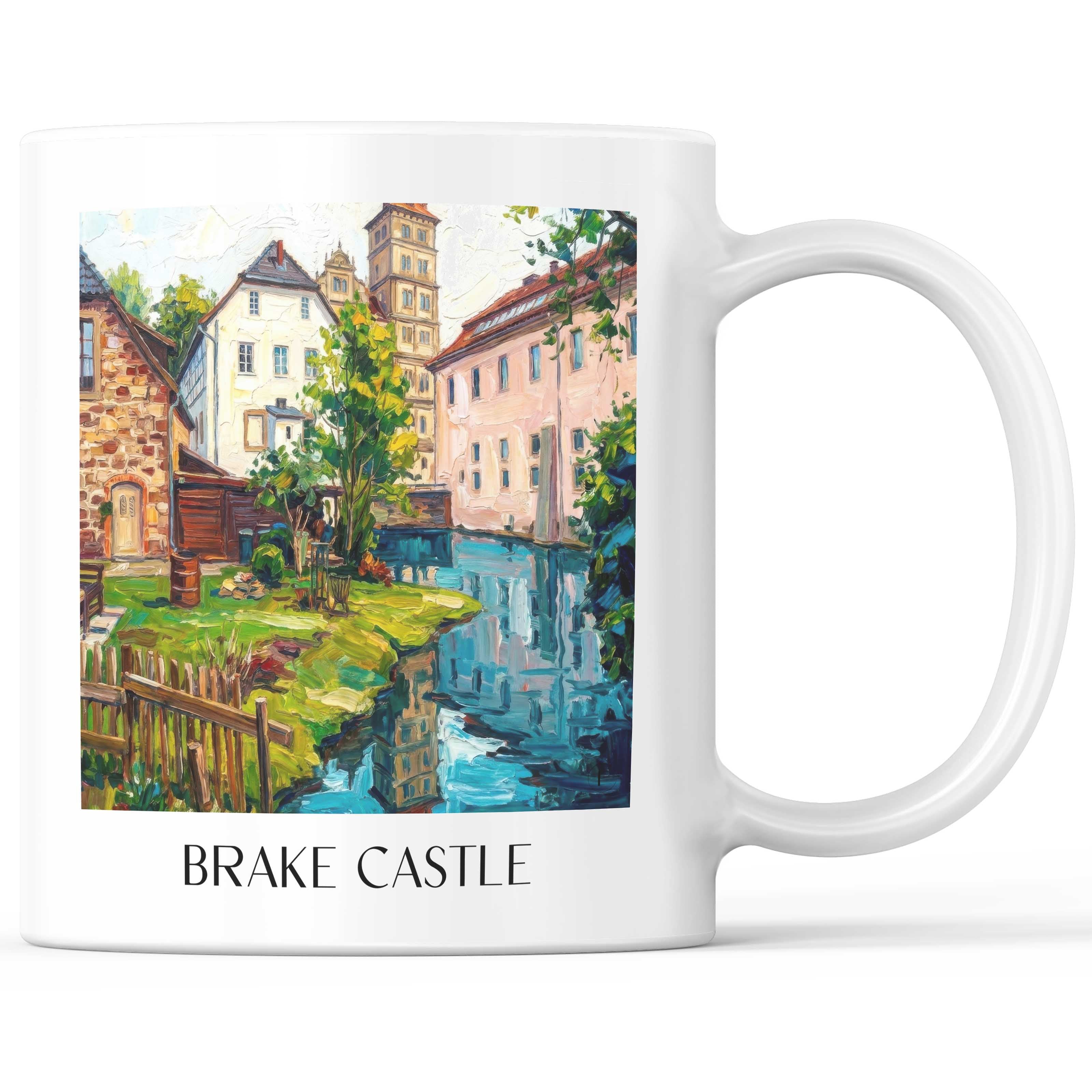 Schloss Brake Kaffeebecher - Lemgo - Deutschland Becher - Kaffeetasse im Ölgemälde Stil