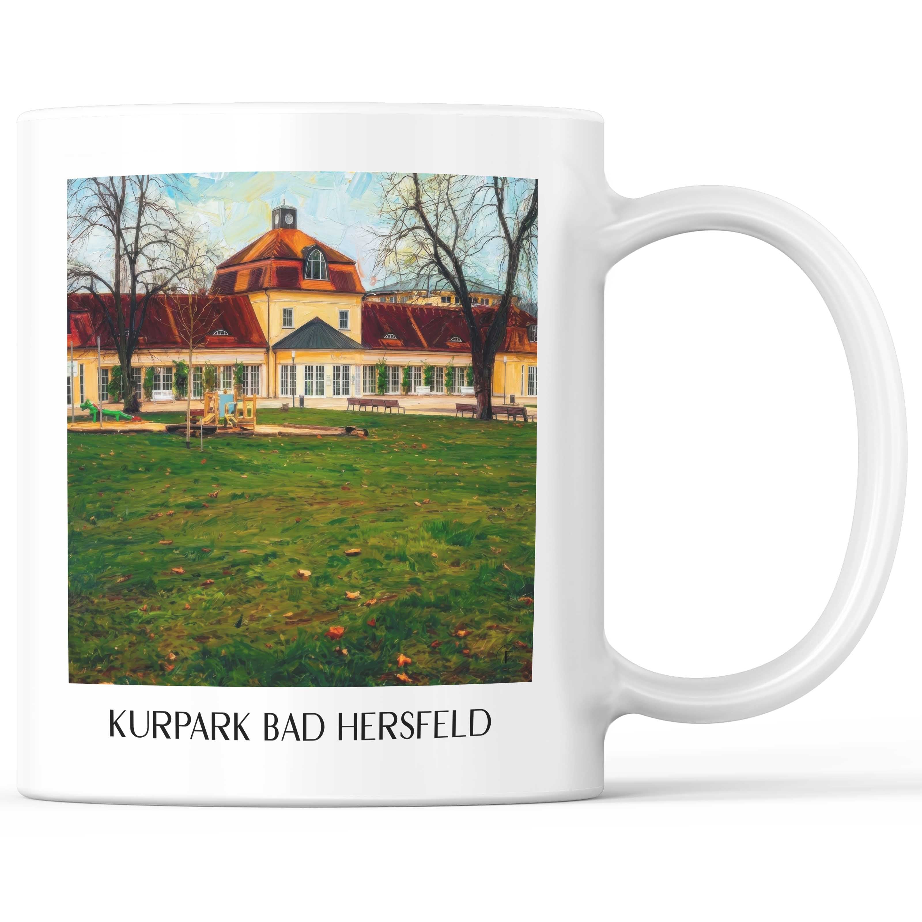 Kurpark Kaffeebecher - Bad Hersfeld - Deutschland Becher - Kaffeetasse im Ölgemälde Stil