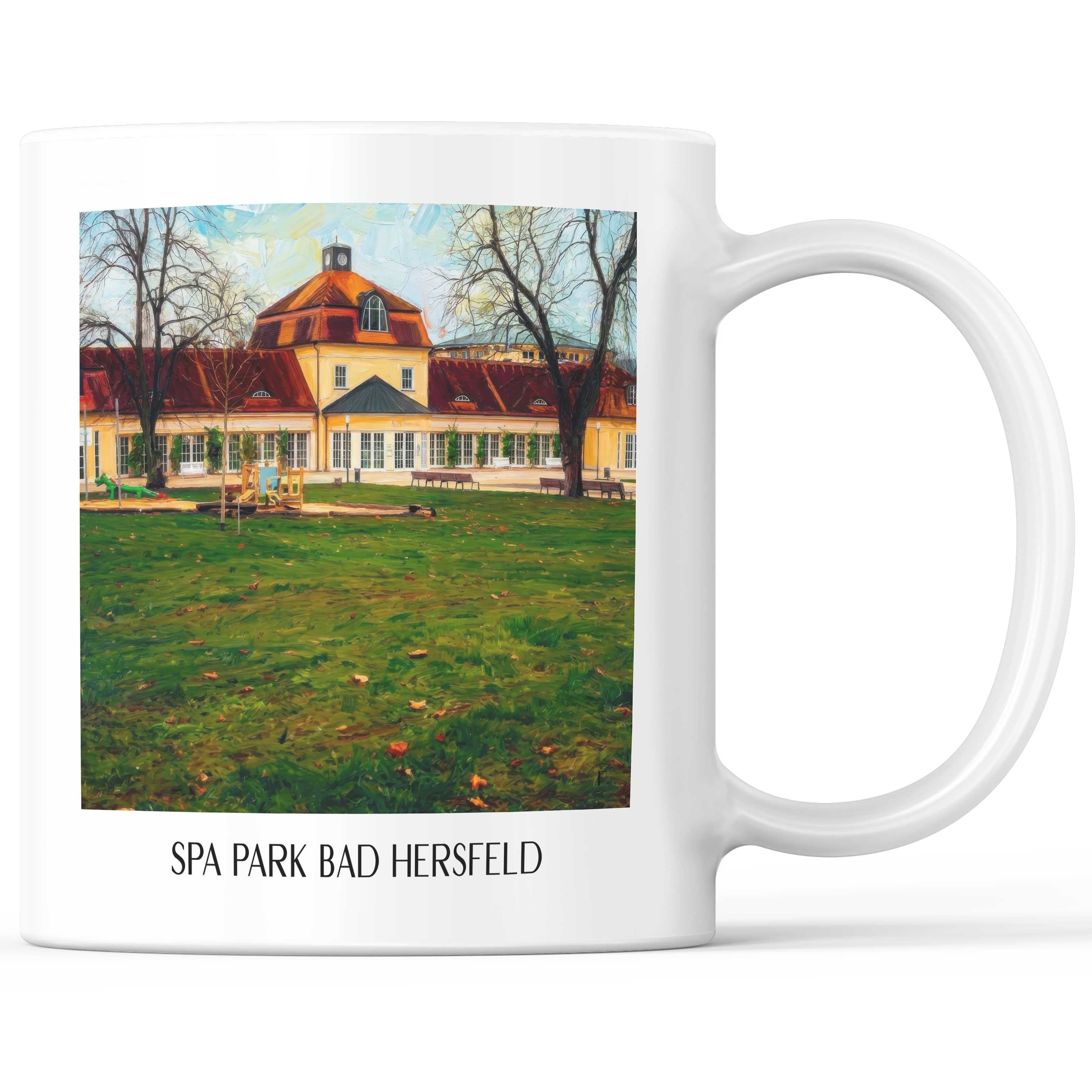 Kurpark Kaffeebecher - Bad Hersfeld - Deutschland Becher - Kaffeetasse im Ölgemälde Stil