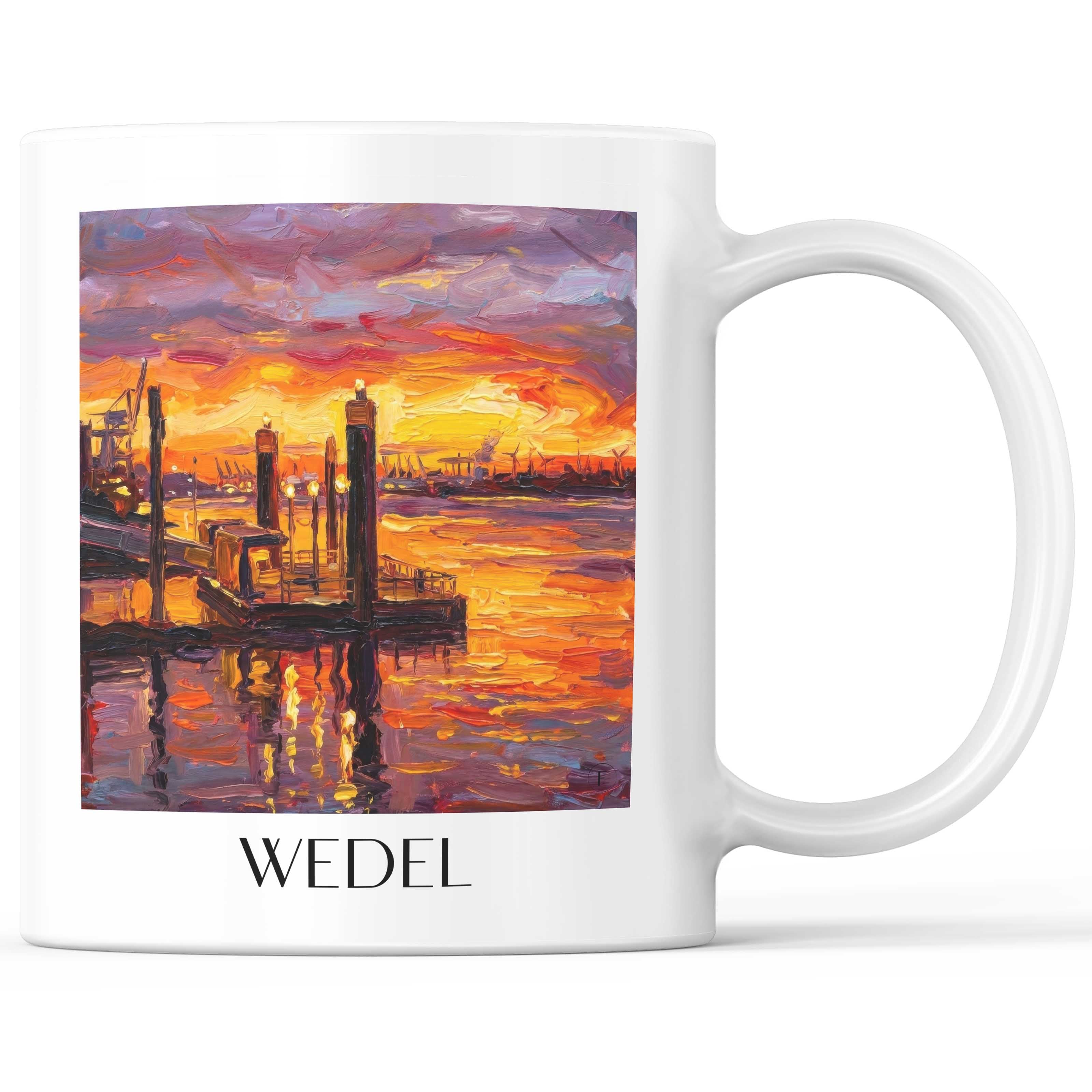 Wedel Kaffeebecher - Holstein - Deutschland Becher - Kaffeetasse im Ölgemälde Stil