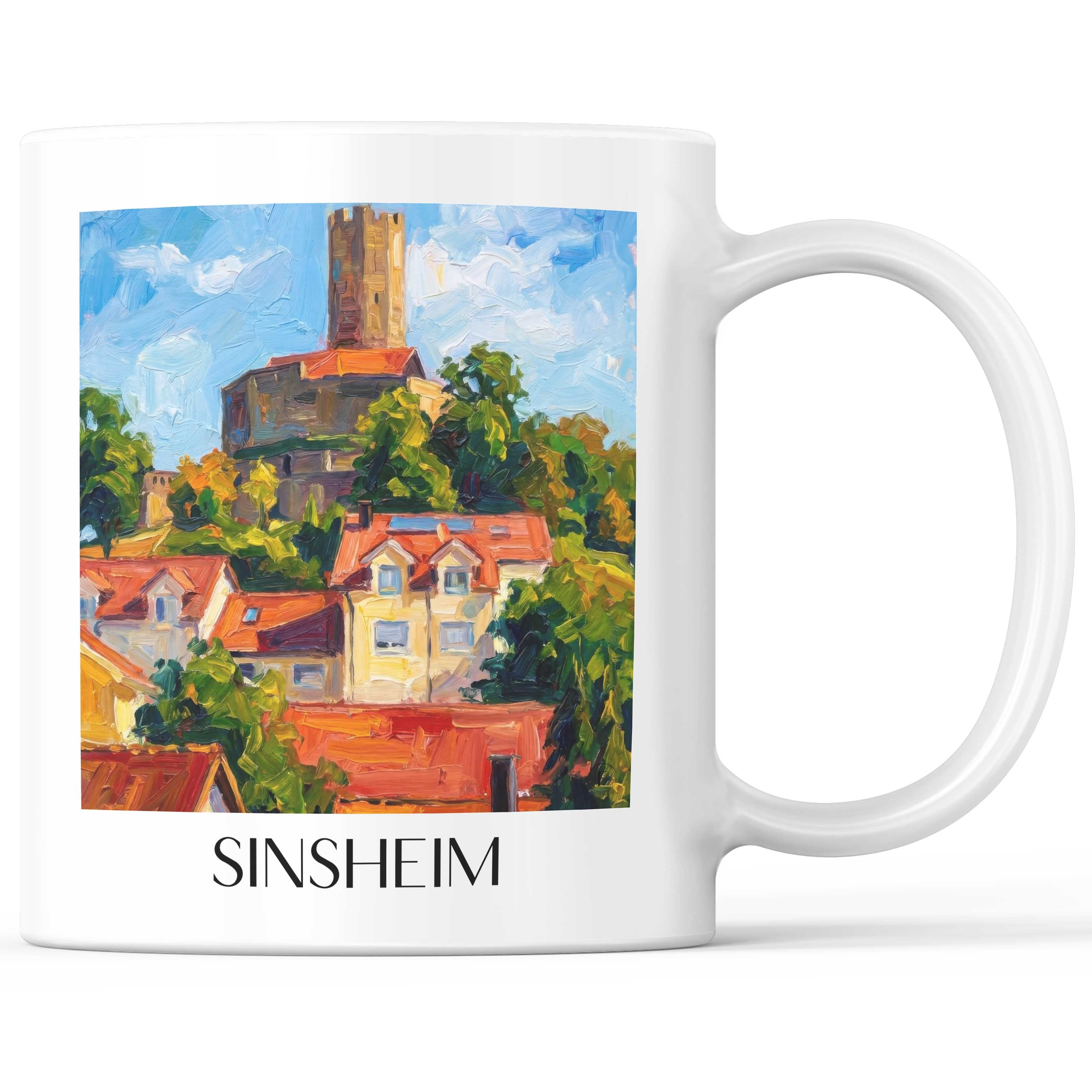 Sinsheim Kaffeebecher - Baden-Württemberg - Deutschland Becher - Kaffeetasse im Ölgemälde Stil