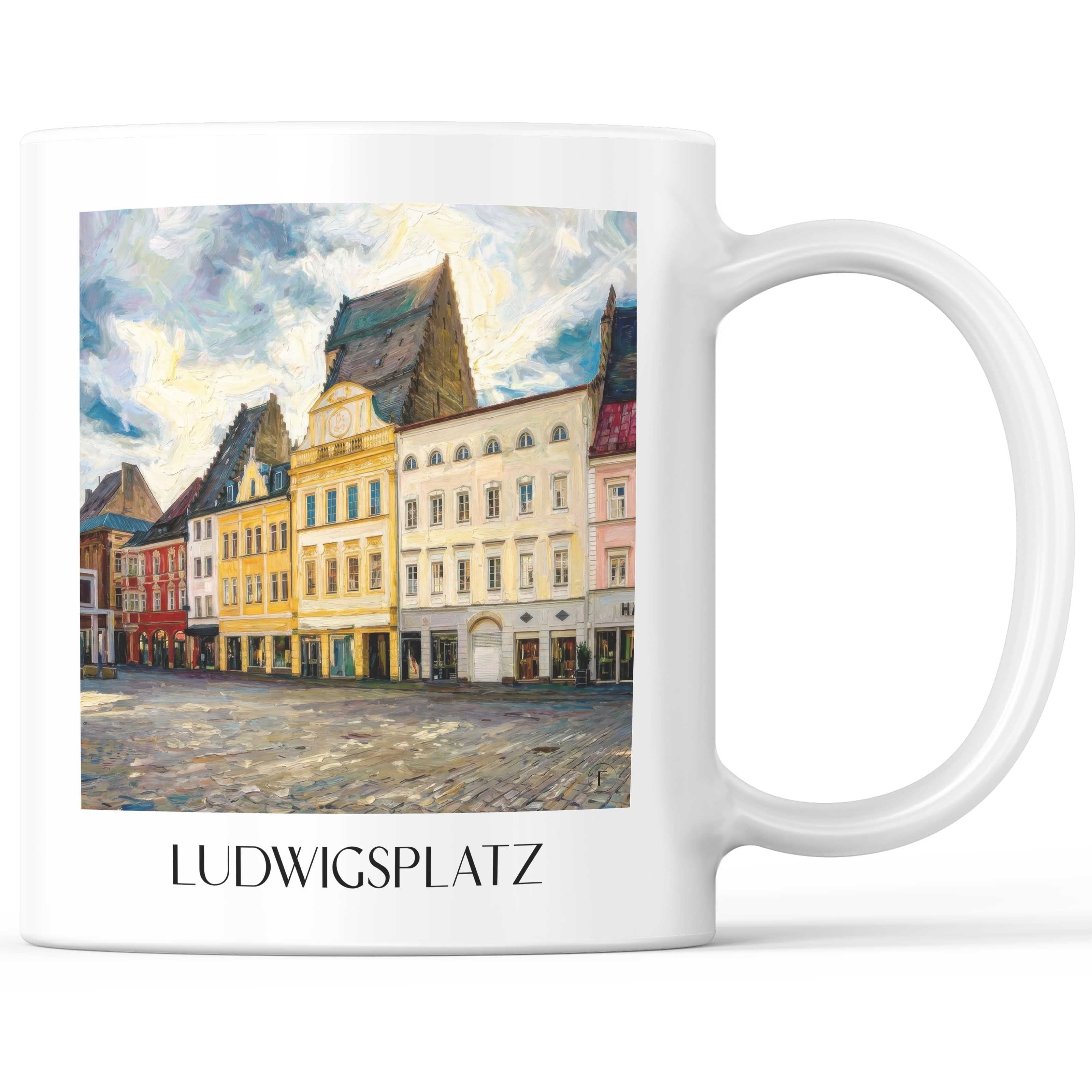 Ludwigsplatz Kaffeebecher - Straubing - Deutschland Becher - Kaffeetasse im Ölgemälde Stil