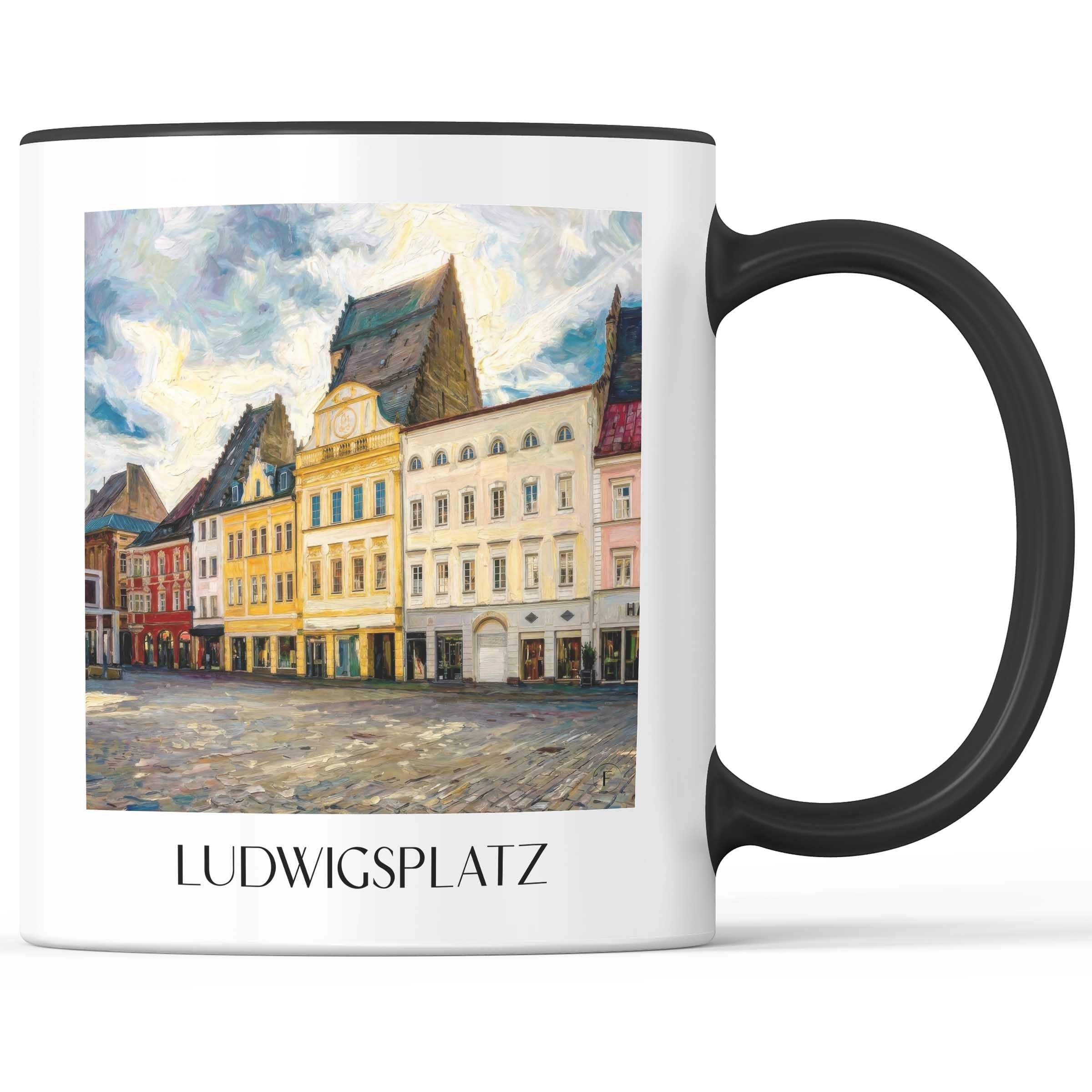 Ludwigsplatz Kaffeebecher - Straubing - Deutschland Becher - Kaffeetasse im Ölgemälde Stil