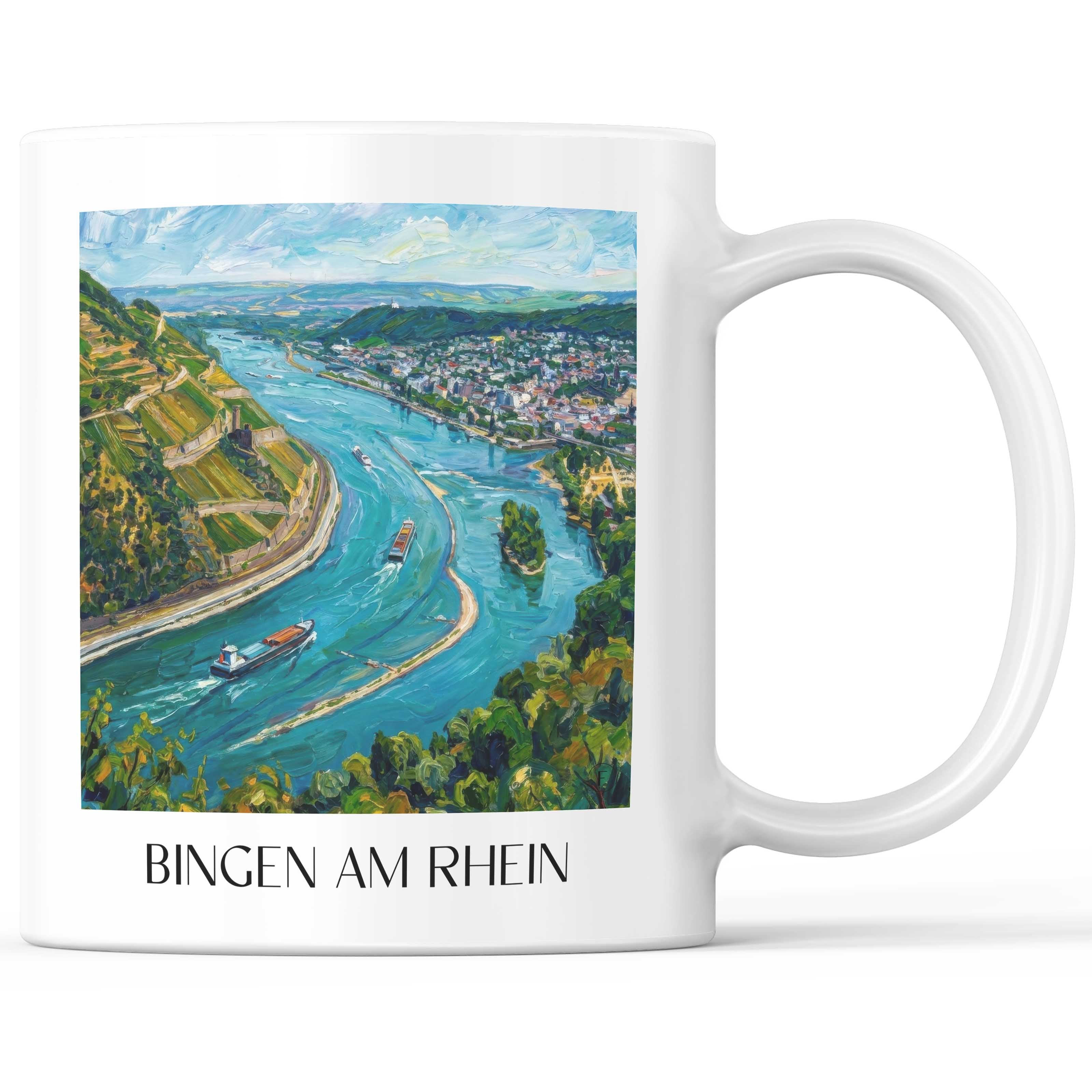Bingen am Rhein Kaffeebecher - Rheinhessen - Deutschland Becher - Kaffeetasse im Ölgemälde Stil