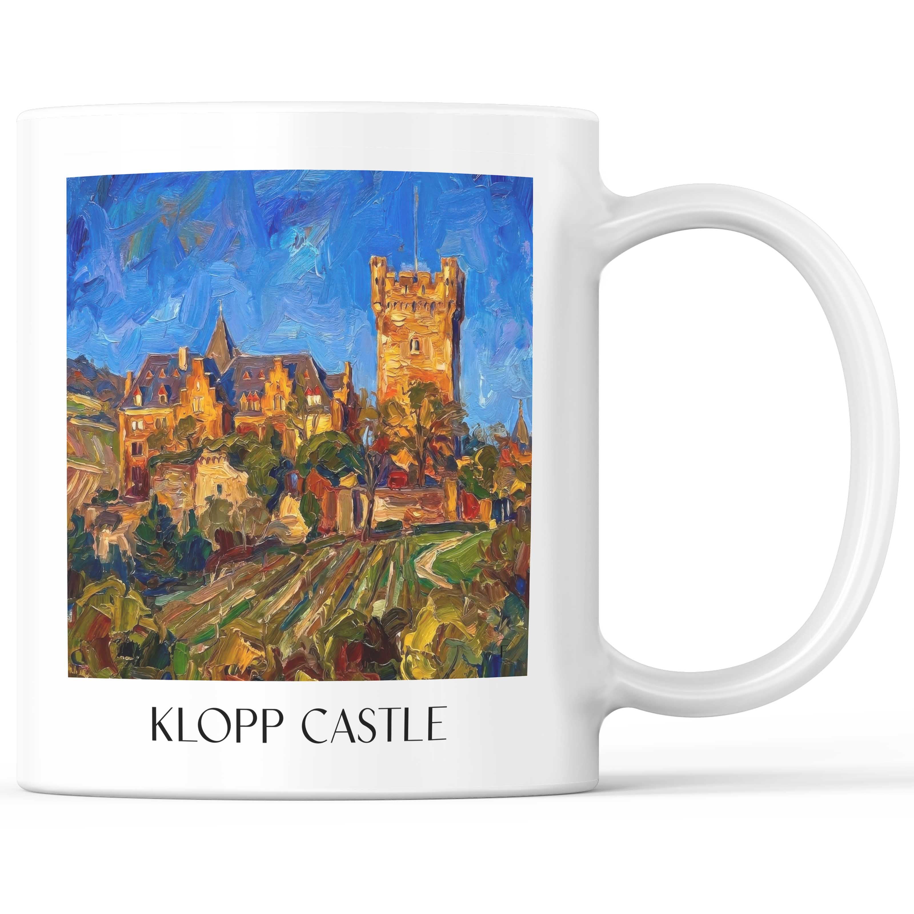 Burg Klopp Kaffeebecher - Bingen am Rhein - Deutschland Becher - Kaffeetasse im Ölgemälde Stil