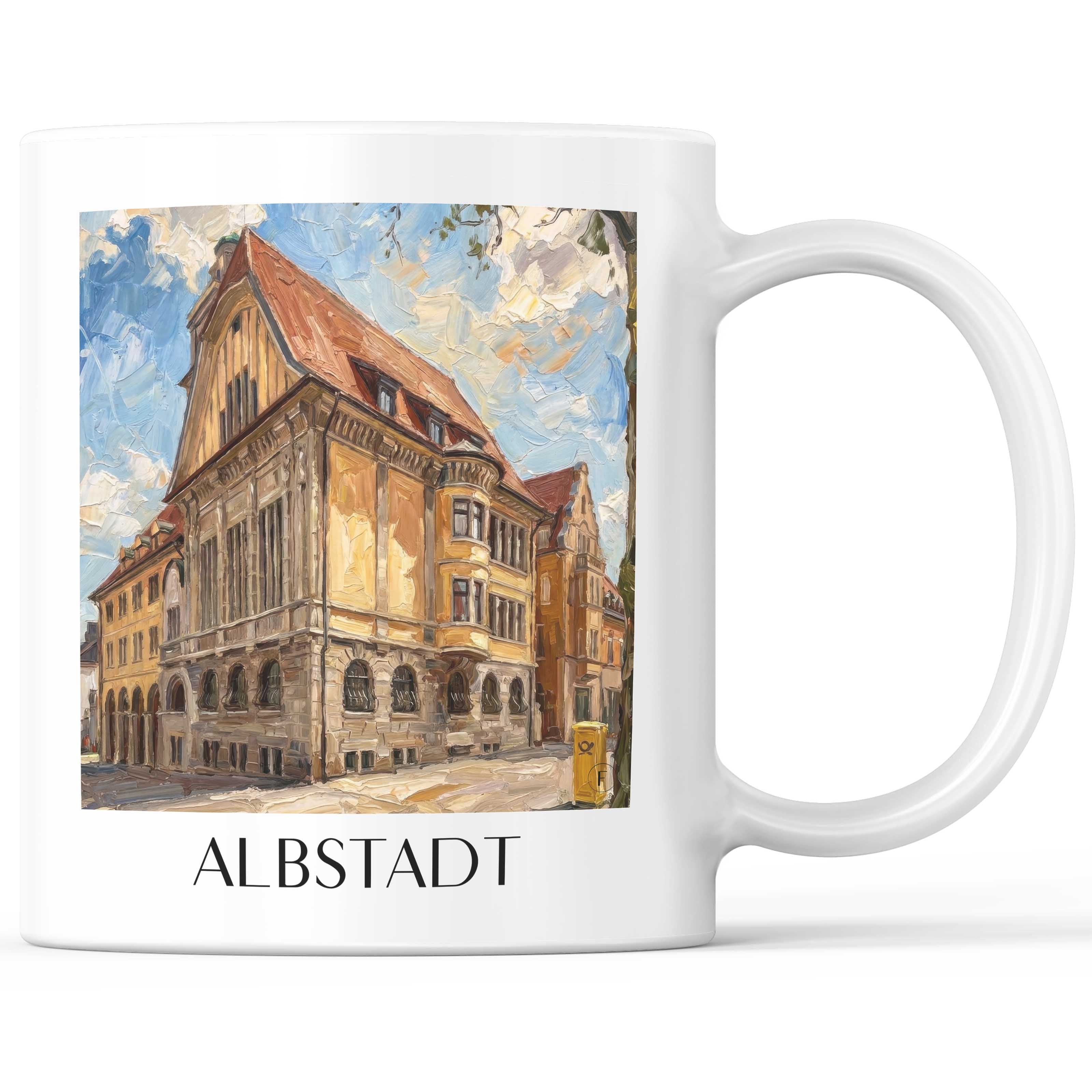 Albstadt Kaffeebecher - Schwäbische Alb - Deutschland Becher - Kaffeetasse im Ölgemälde Stil