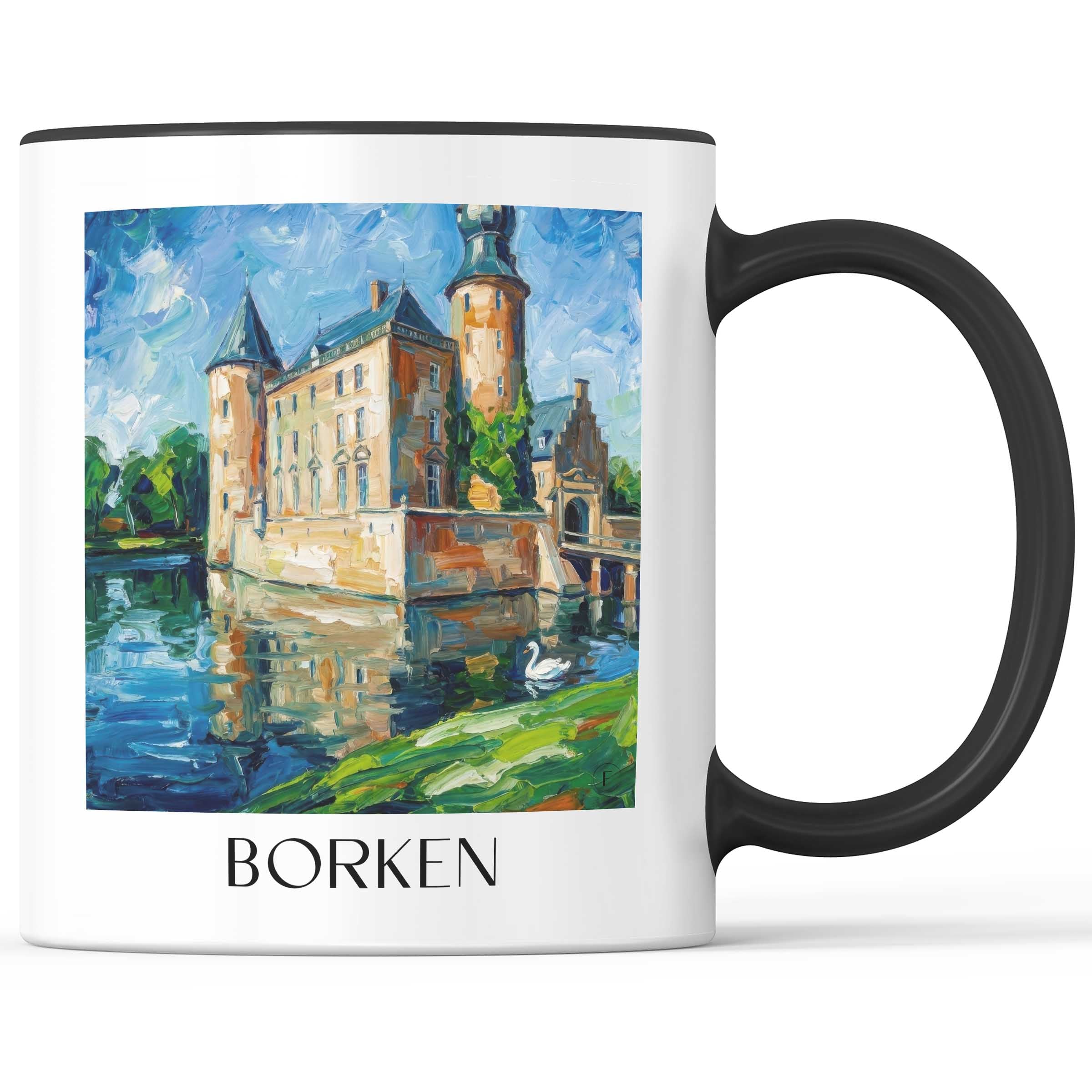 Borken Kaffeebecher - Münsterland - Deutschland Becher - Kaffeetasse im Ölgemälde Stil