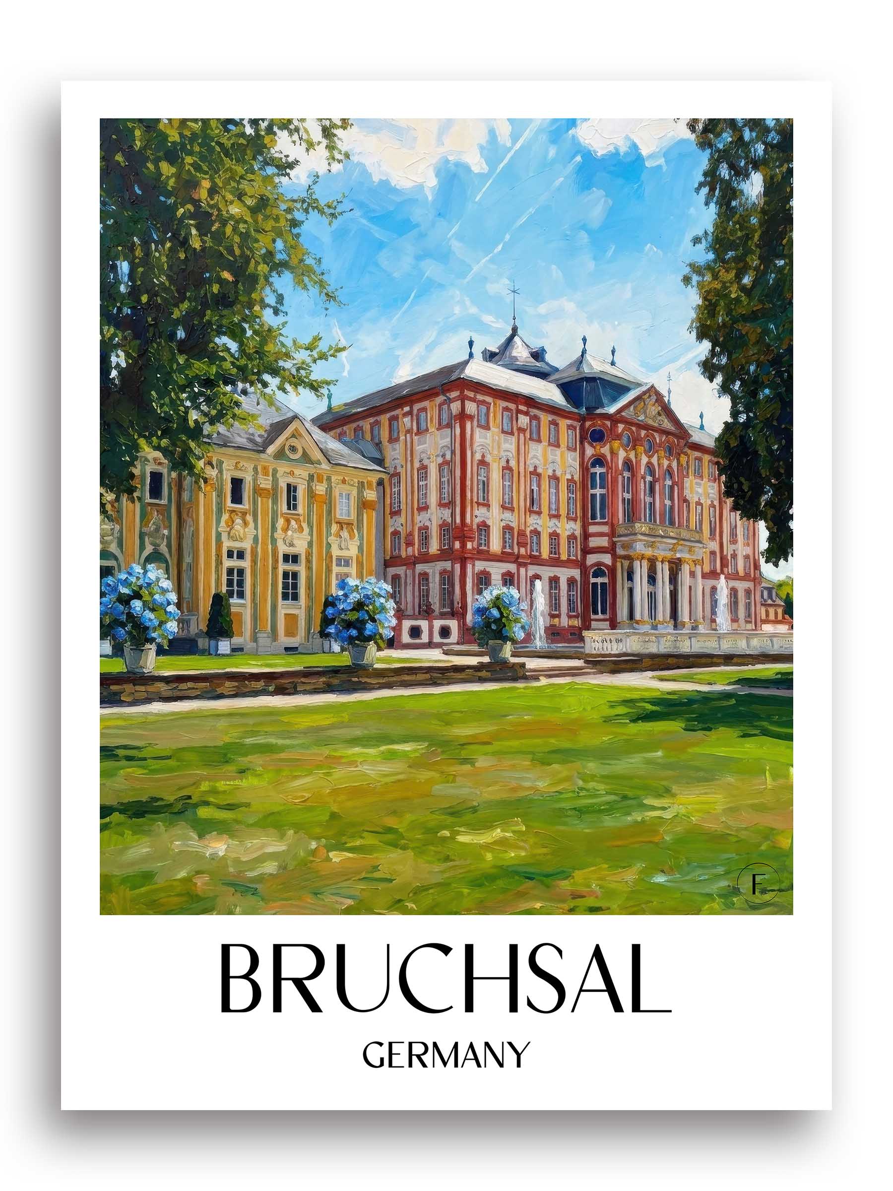 Bruchsal Poster - Kraichgau - Deutschland Kunstdruck - Ölgemälde von A4 bis A1