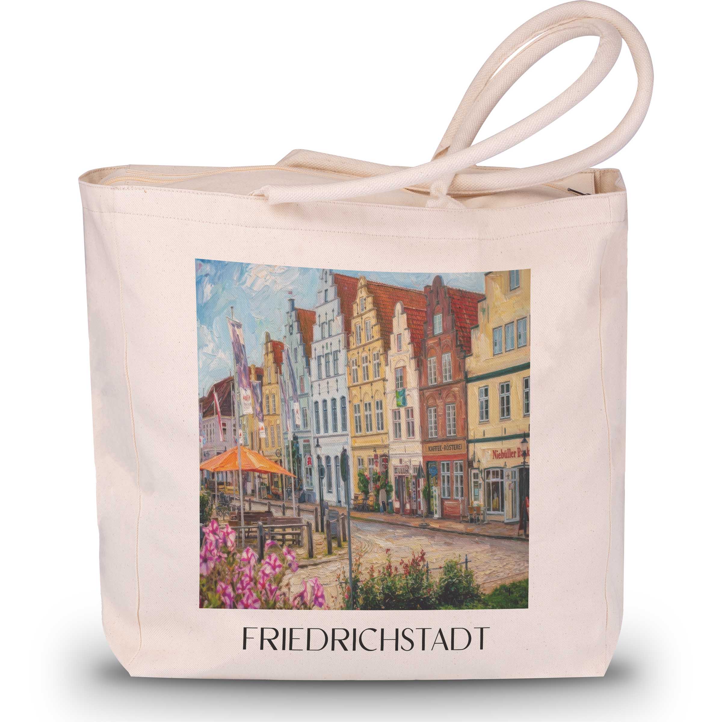 Friedrichstadt Shopping Tasche - Nordfriesland - Deutschland Tote Bag - Einkaufstasche im Ölgemälde Stil