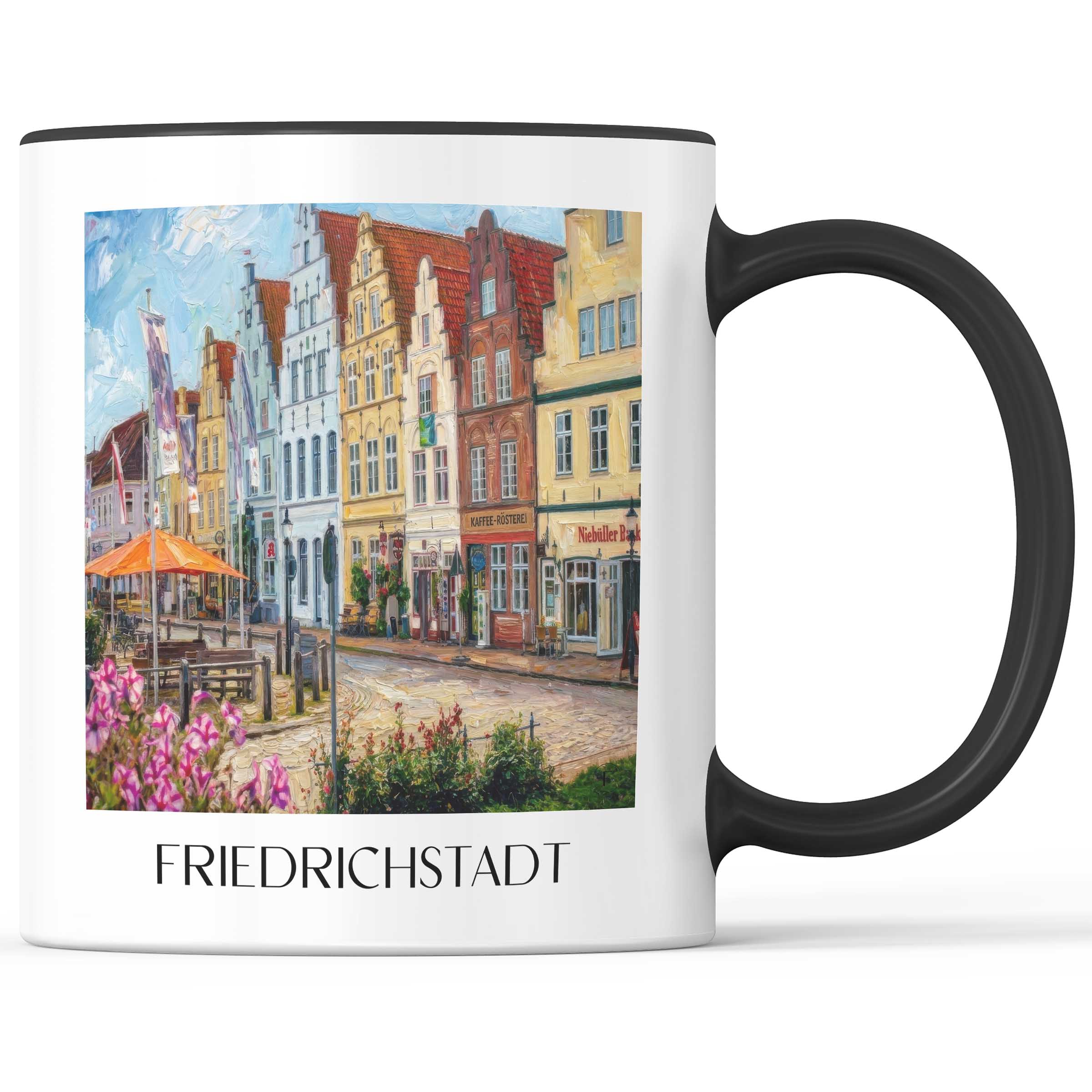 Friedrichstadt Kaffeebecher - Nordfriesland - Deutschland Becher - Kaffeetasse im Ölgemälde Stil