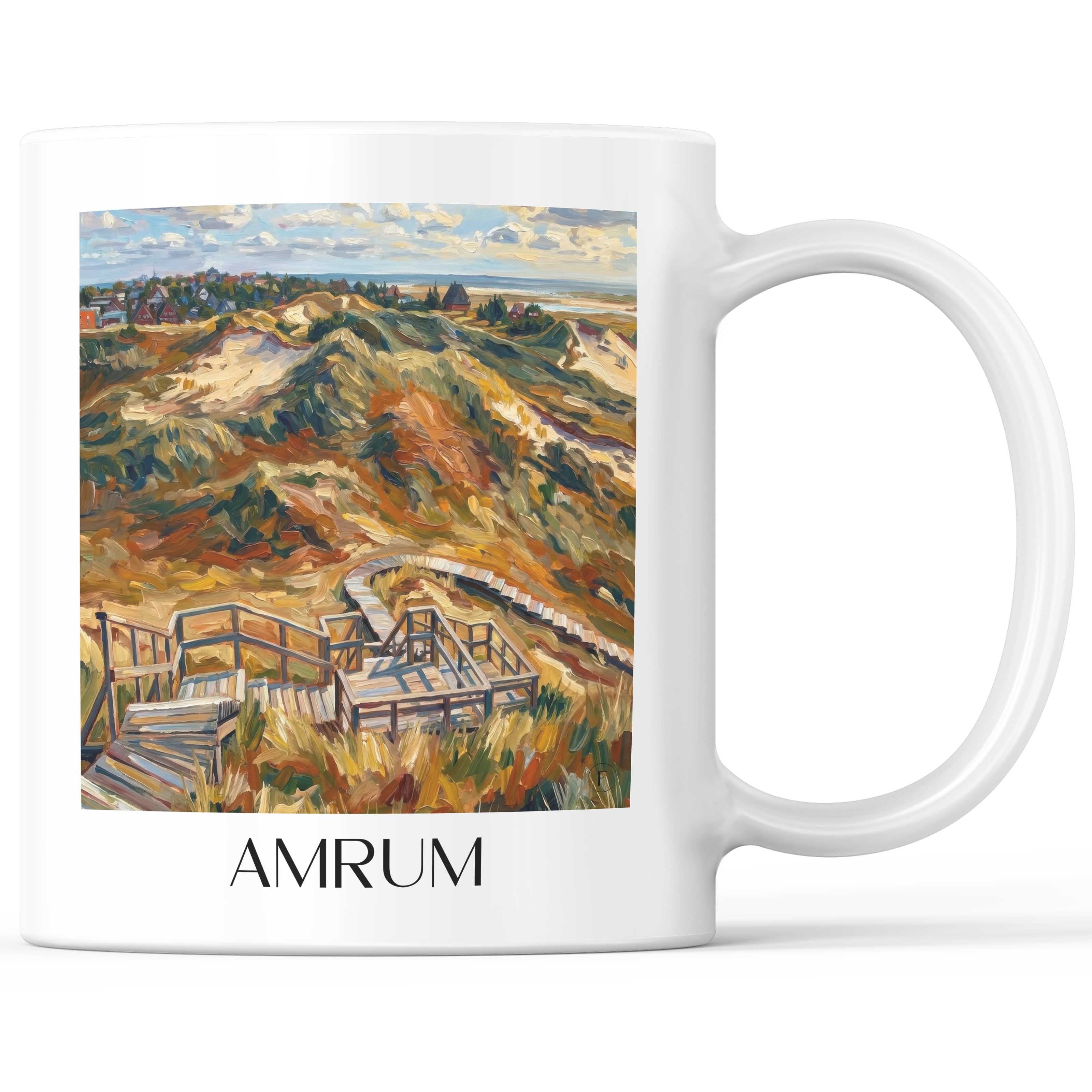 Amrum Kaffeebecher - Schleswig-Holstein - Deutschland Becher - Kaffeetasse im Ölgemälde Stil