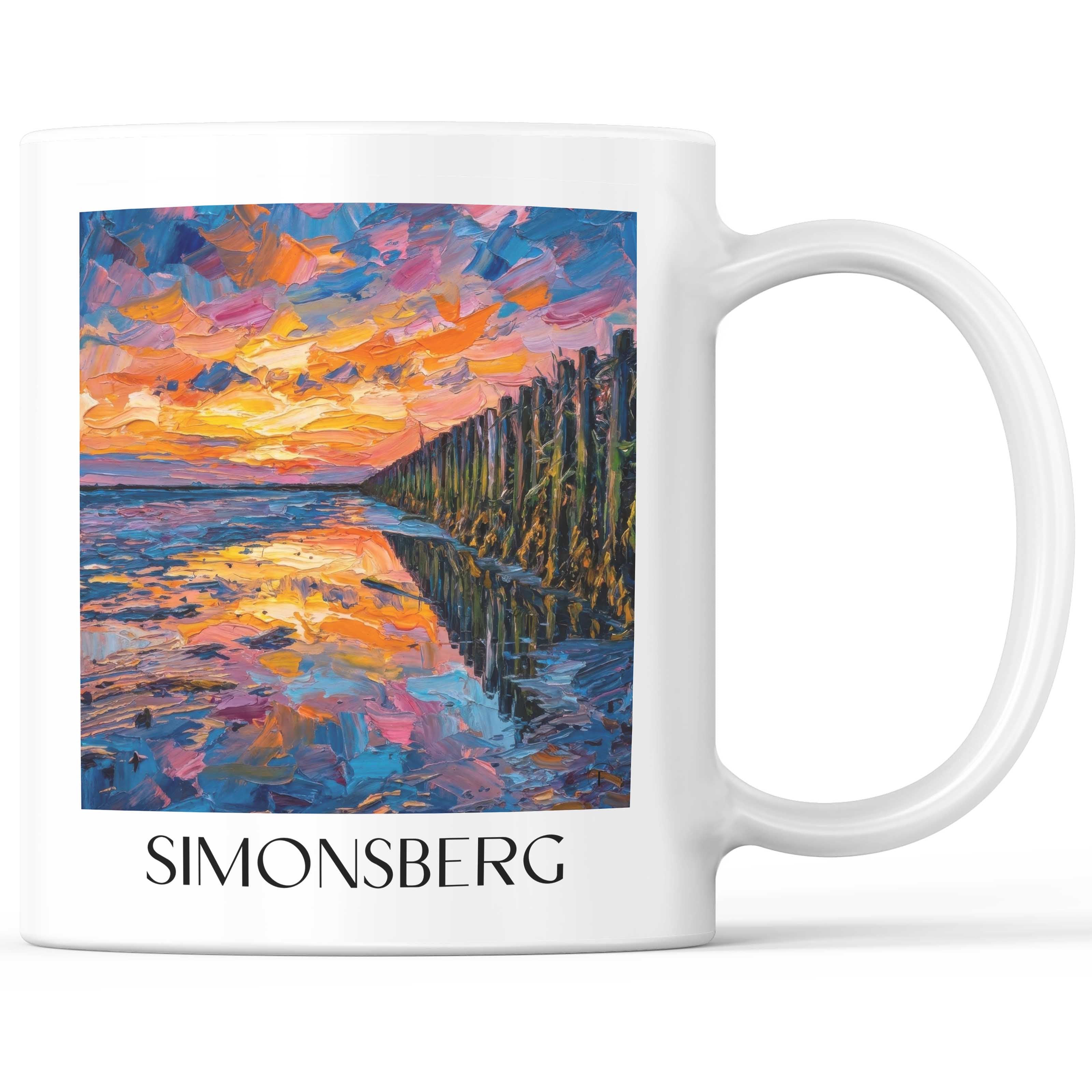 Simonsberg Kaffeebecher - Nordfriesland - Deutschland Becher - Kaffeetasse im Ölgemälde Stil