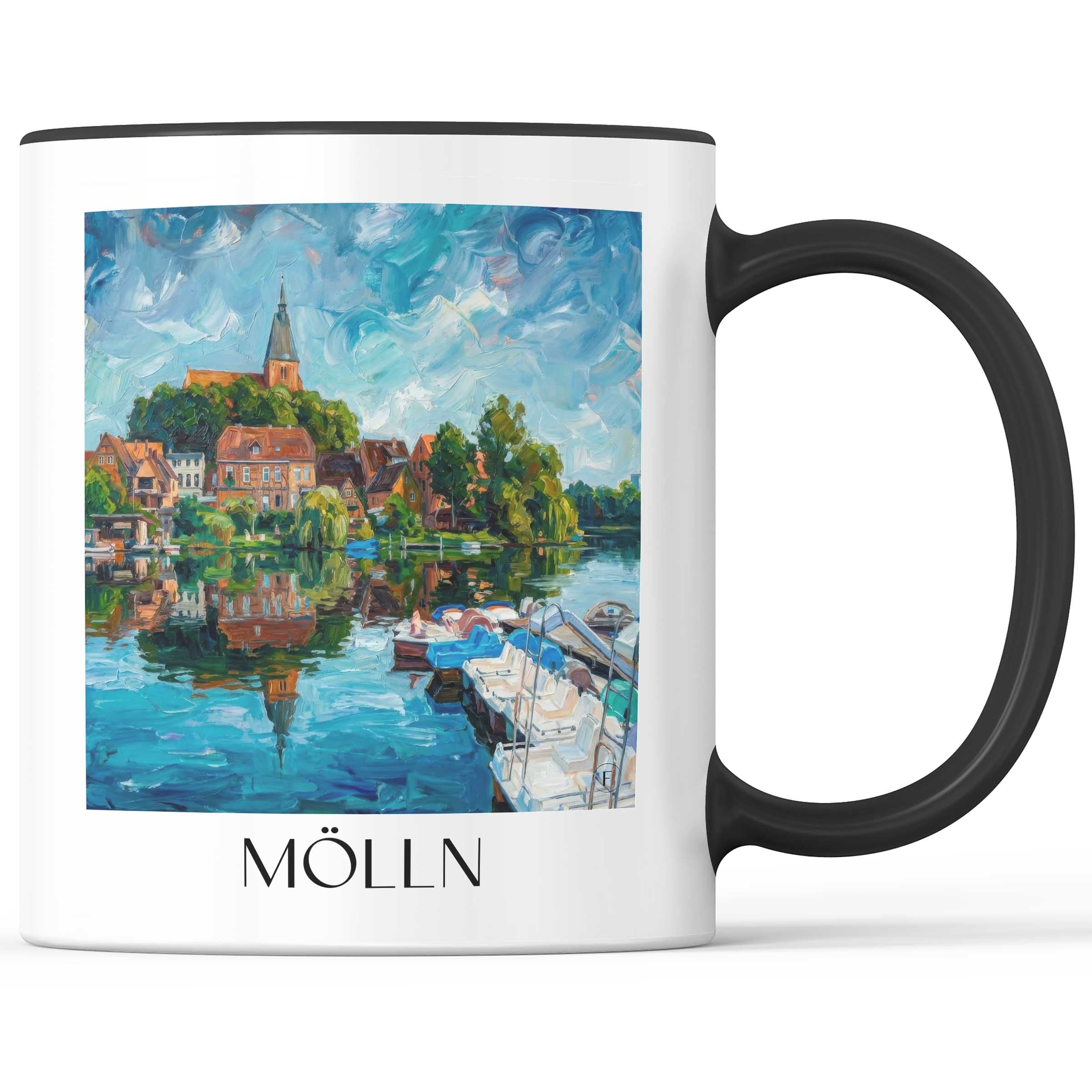 Mölln Kaffeebecher - Schleswig-Holstein - Deutschland Becher - Kaffeetasse im Ölgemälde Stil