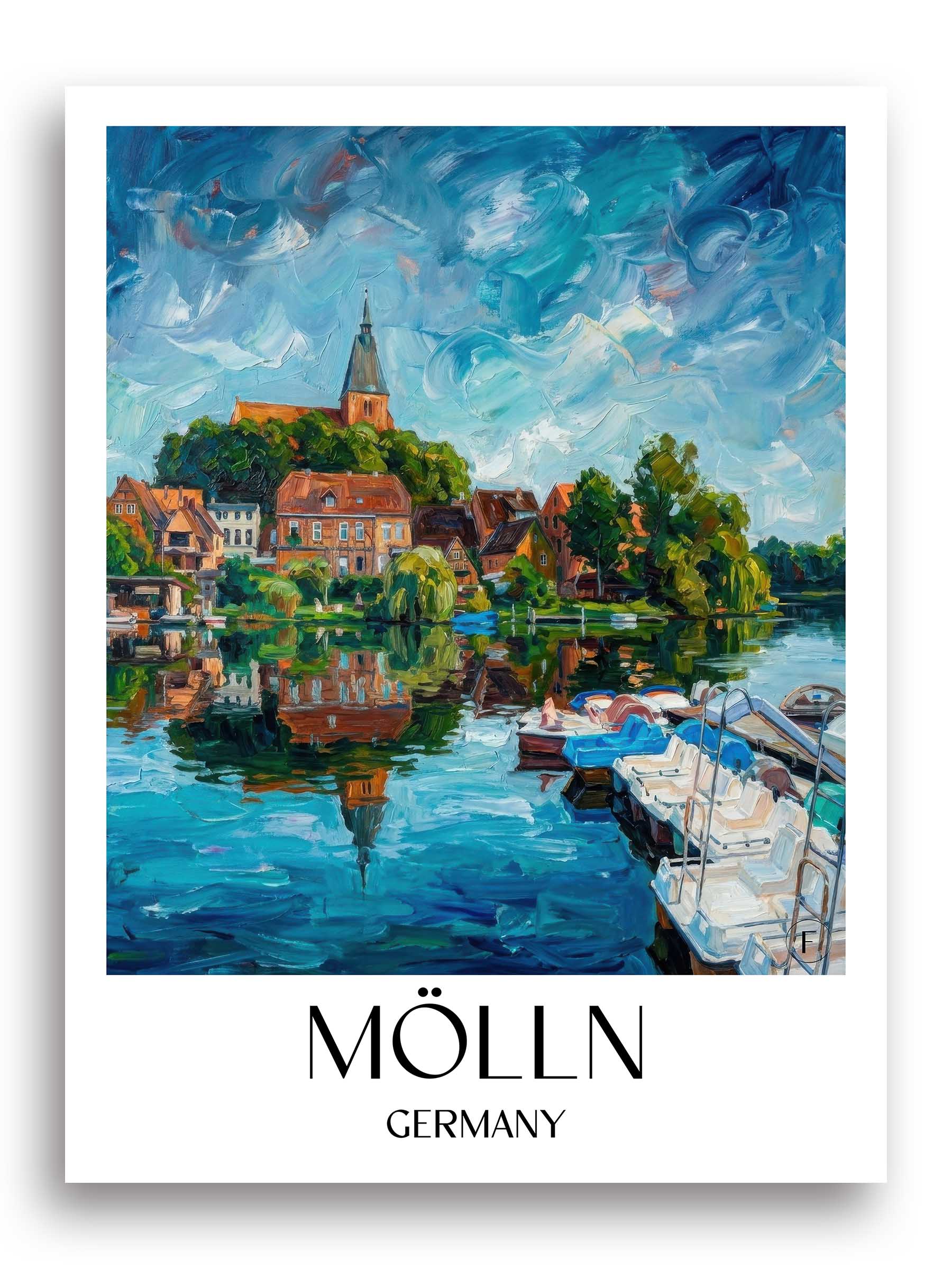 Mölln Poster - Schleswig-Holstein - Deutschland Kunstdruck - Ölgemälde von A4 bis A1