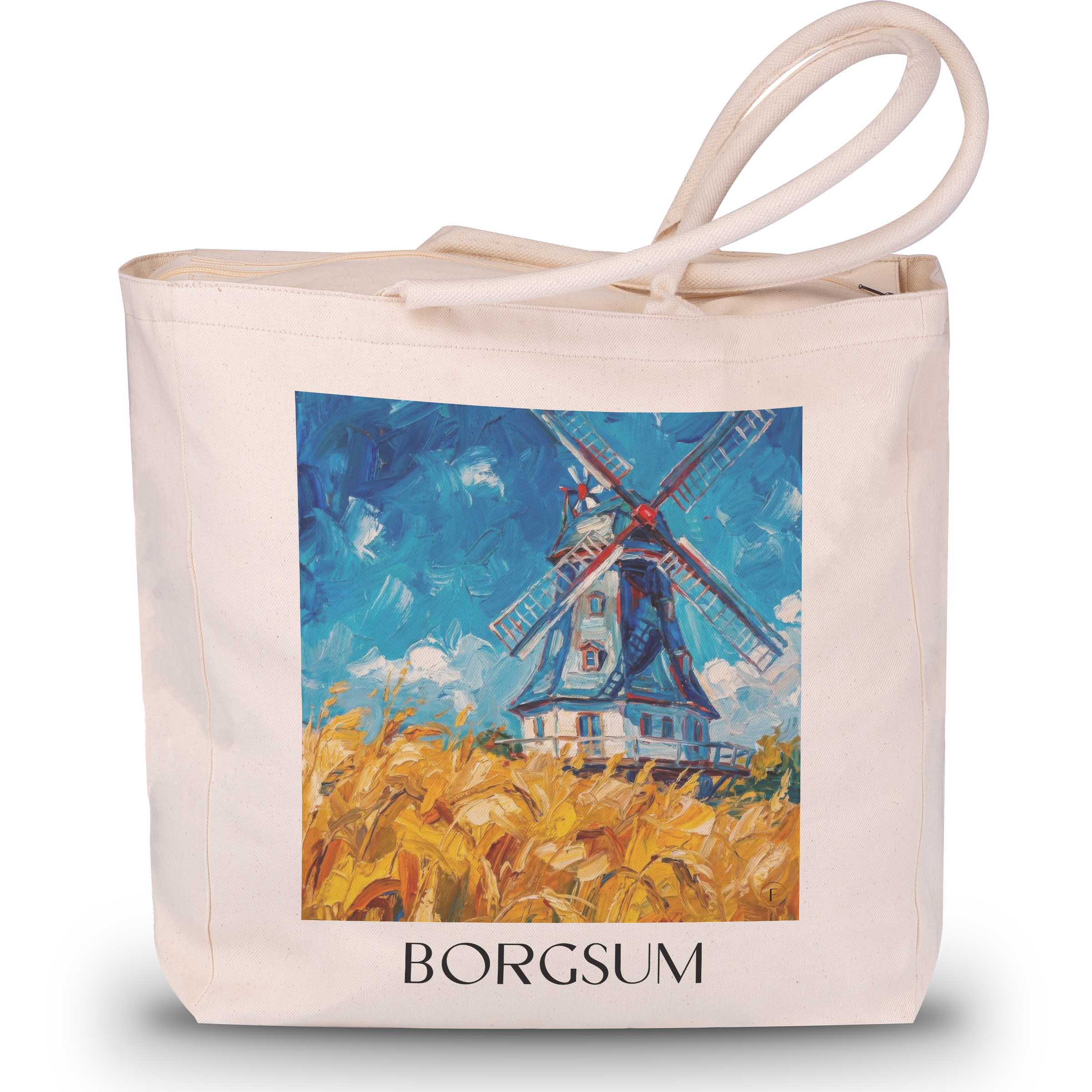 Borgsum Shopping Tasche - Schleswig-Holstein - Deutschland Tote Bag - Einkaufstasche im Ölgemälde Stil