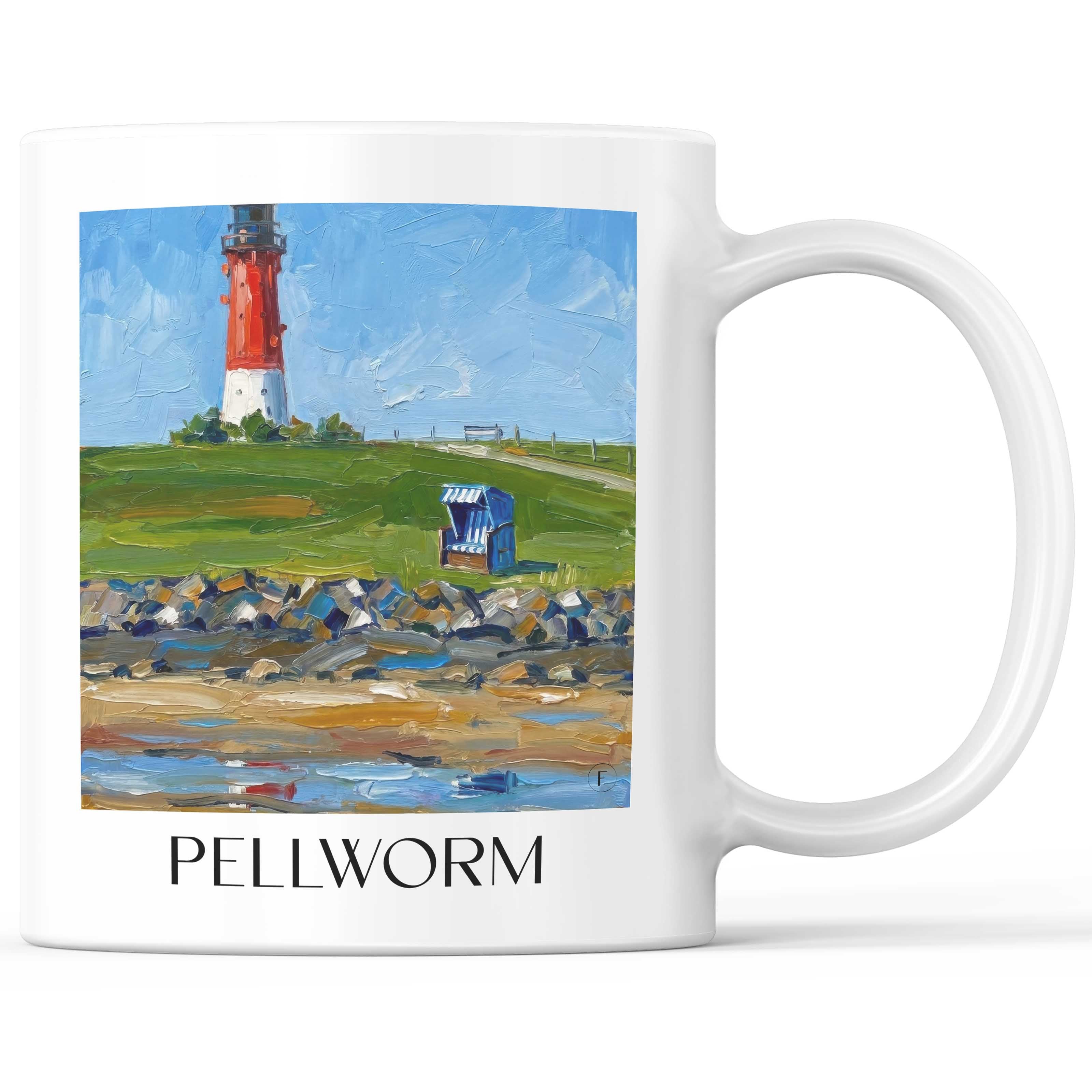 Pellworm Kaffeebecher - Schleswig-Holstein - Deutschland Becher - Kaffeetasse im Ölgemälde Stil