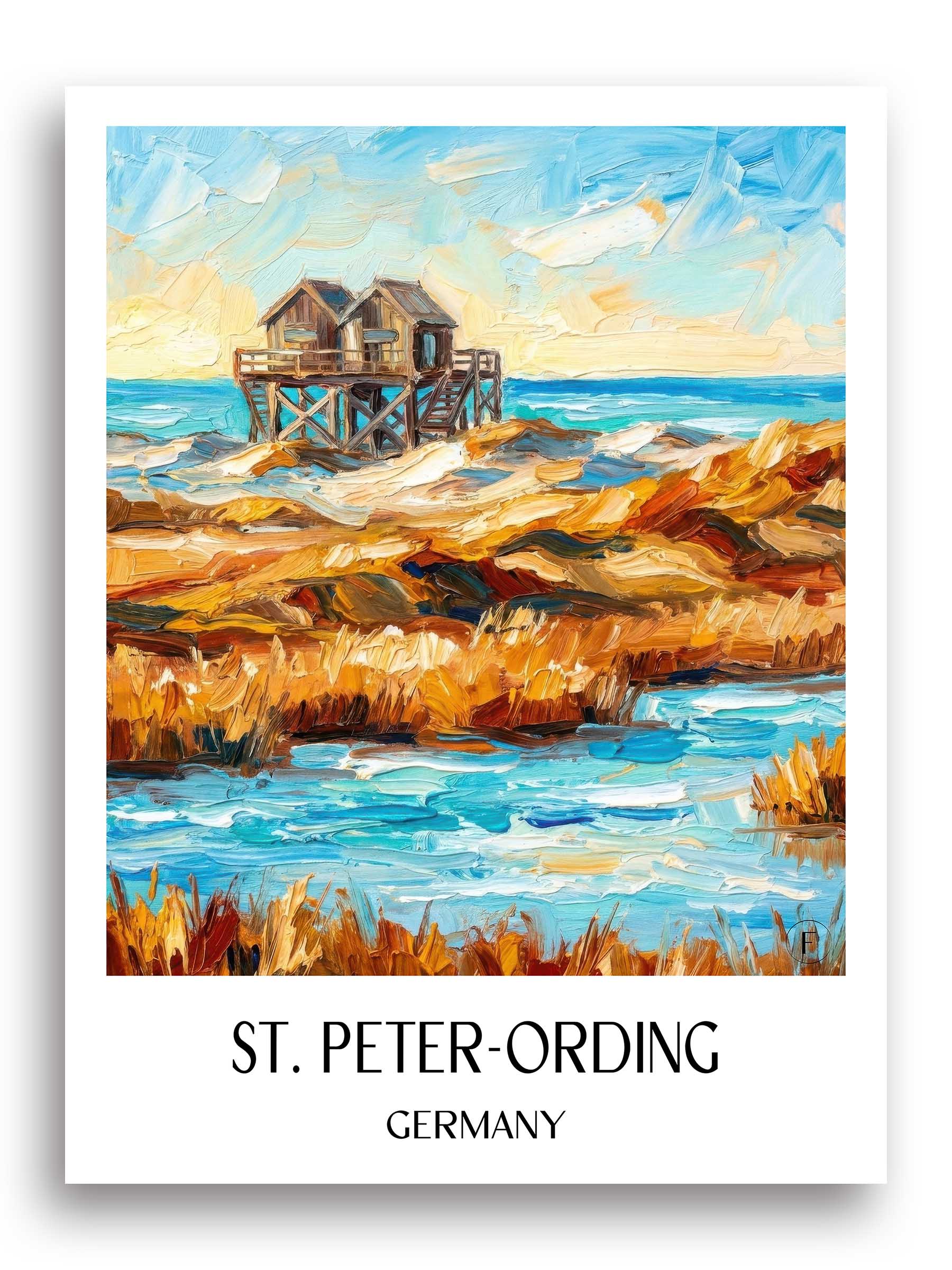Sankt Peter-Ording Poster - Schleswig-Holstein - Deutschland Kunstdruck - Ölgemälde von A4 bis A1