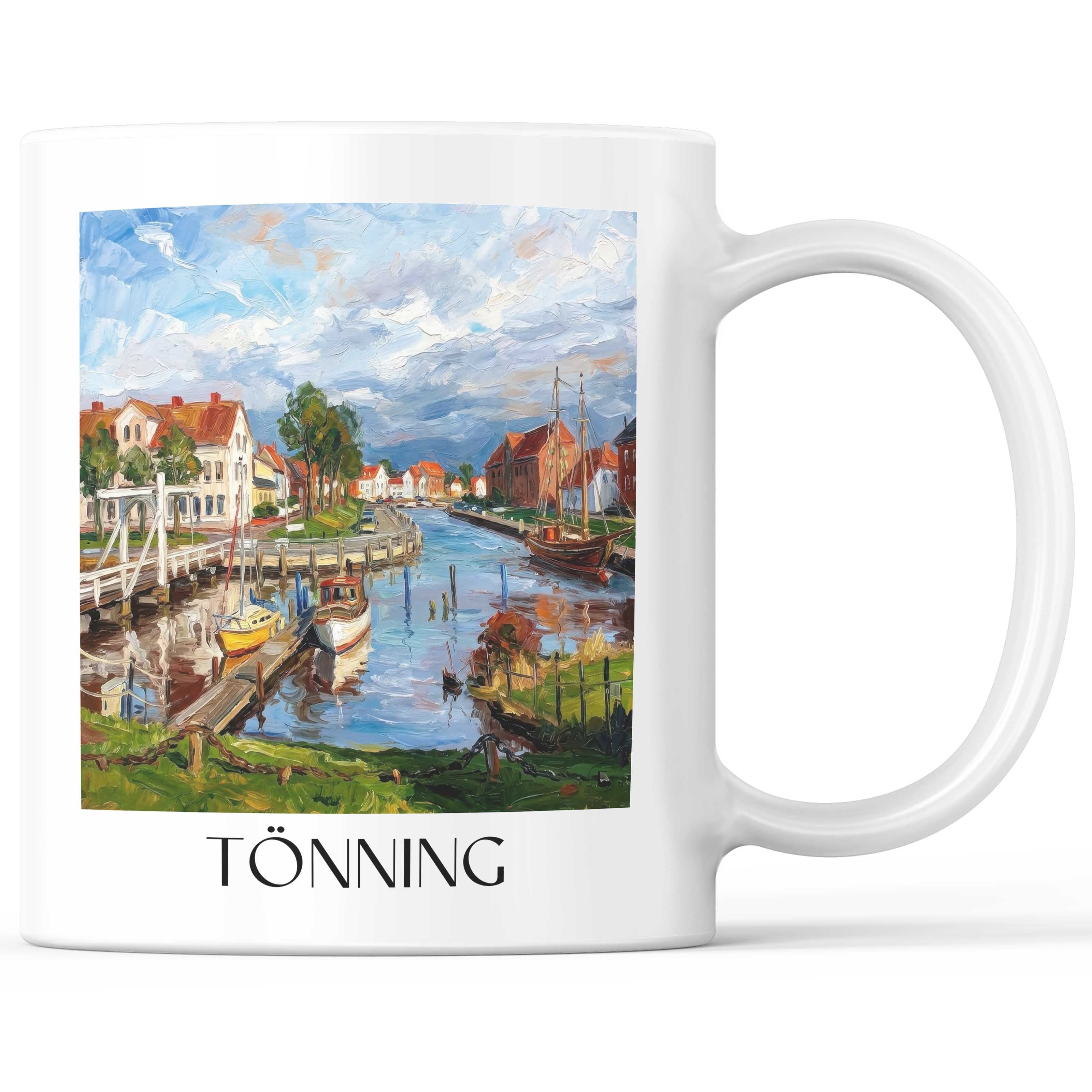 Tönning Kaffeebecher - Schleswig-Holstein - Deutschland Becher - Kaffeetasse im Ölgemälde Stil