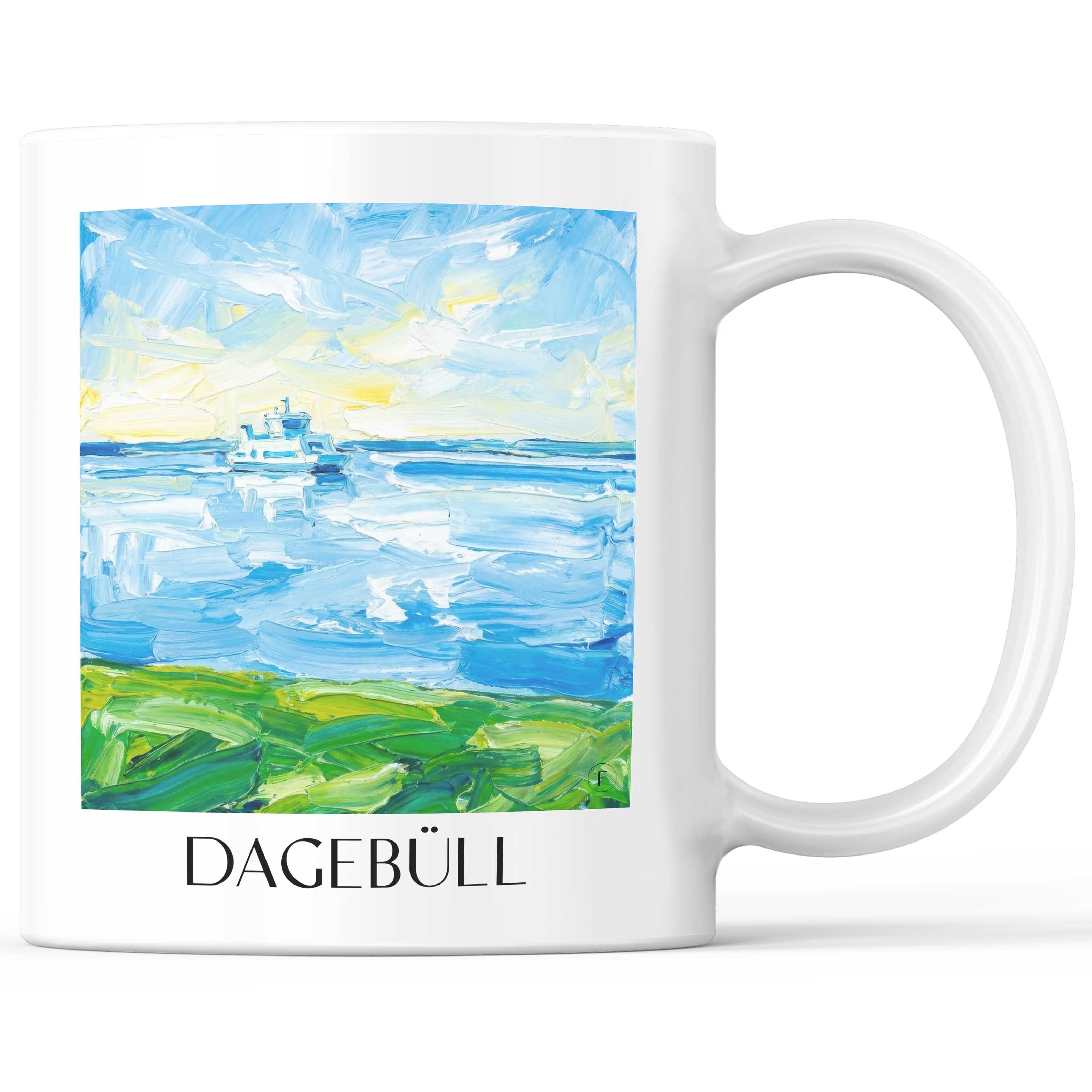 Dagebüll Kaffeebecher - Nordfriesland - Deutschland Becher - Kaffeetasse im Ölgemälde Stil
