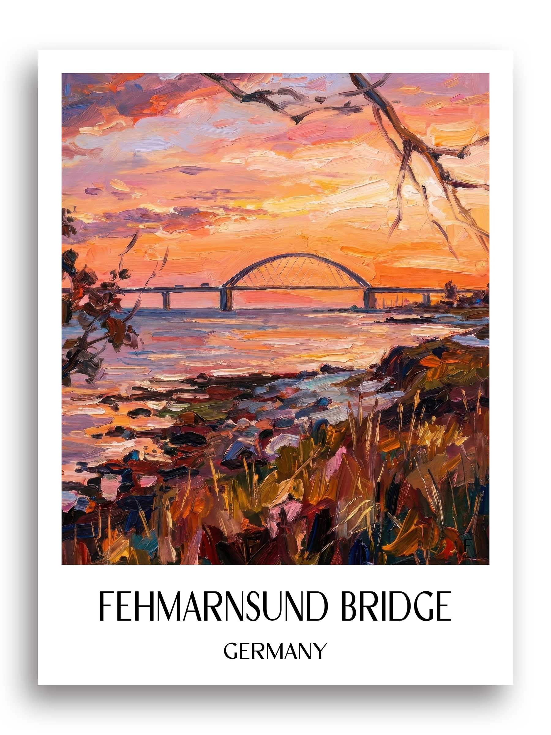 Fehmarnsundbrücke Poster - Schleswig-Holstein - Deutschland Kunstdruck - Ölgemälde von A4 bis A1