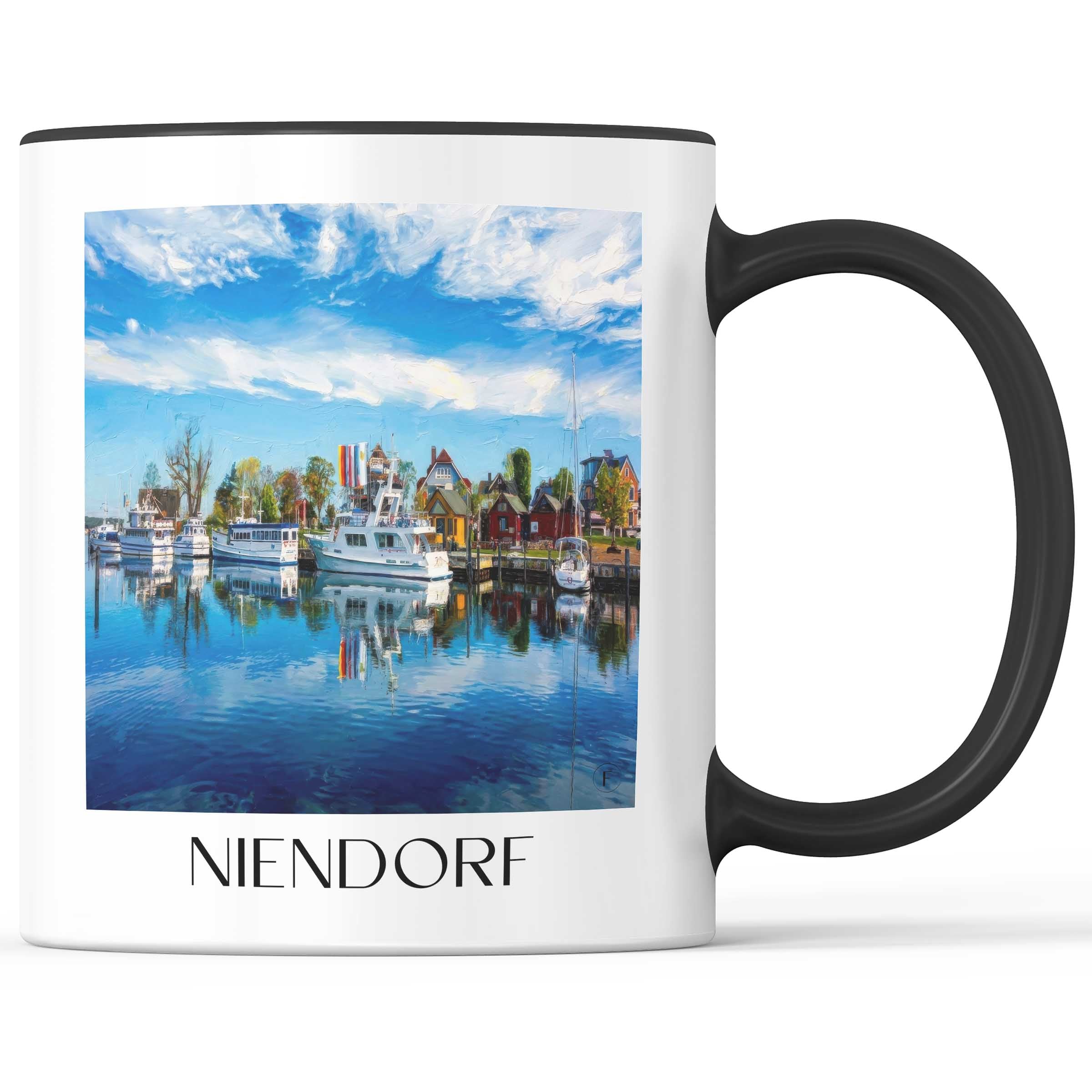 Niendorf Kaffeebecher - Ostholstein - Deutschland Becher - Kaffeetasse im Ölgemälde Stil