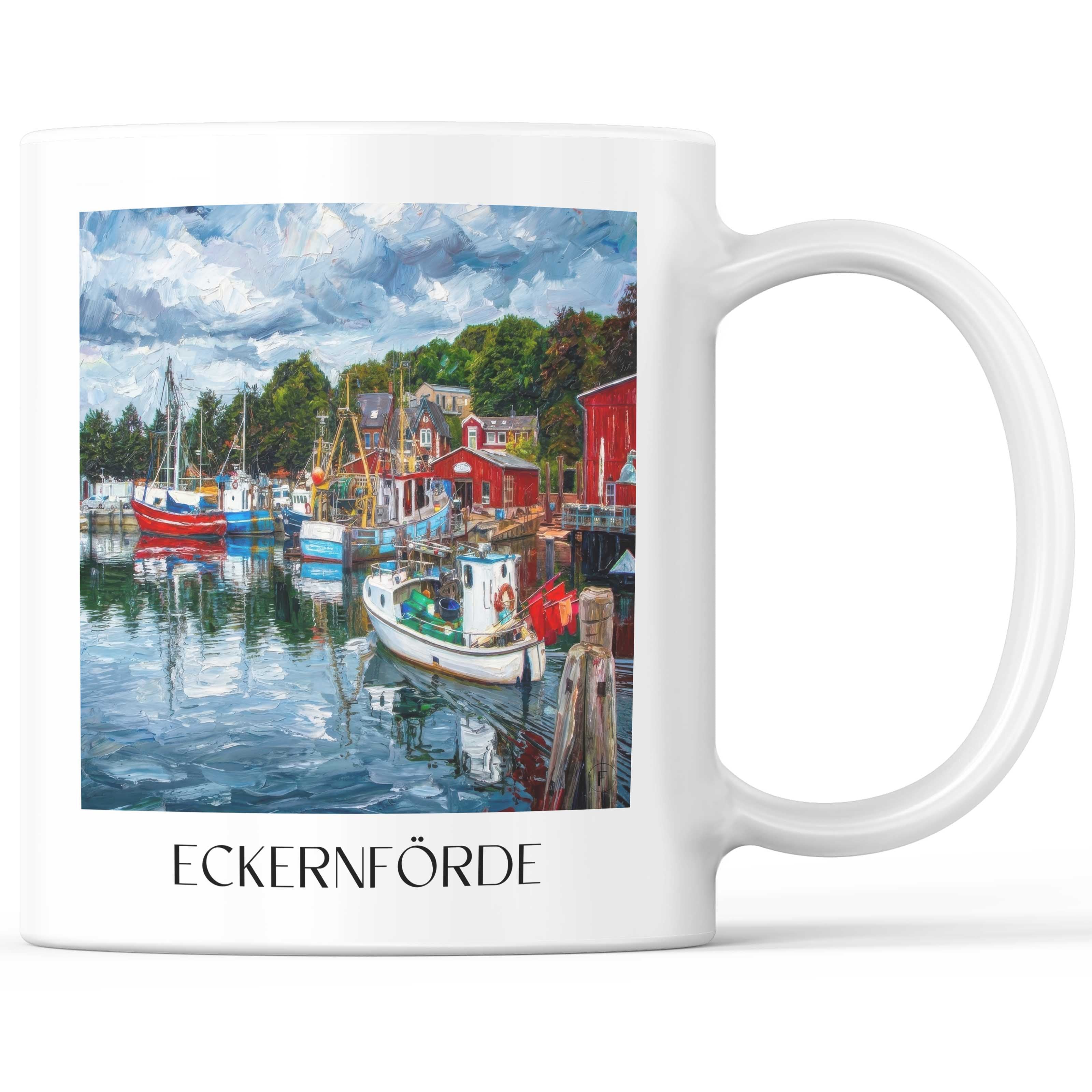 Eckernförde Kaffeebecher - Schleswig-Holstein - Deutschland Becher - Kaffeetasse im Ölgemälde Stil