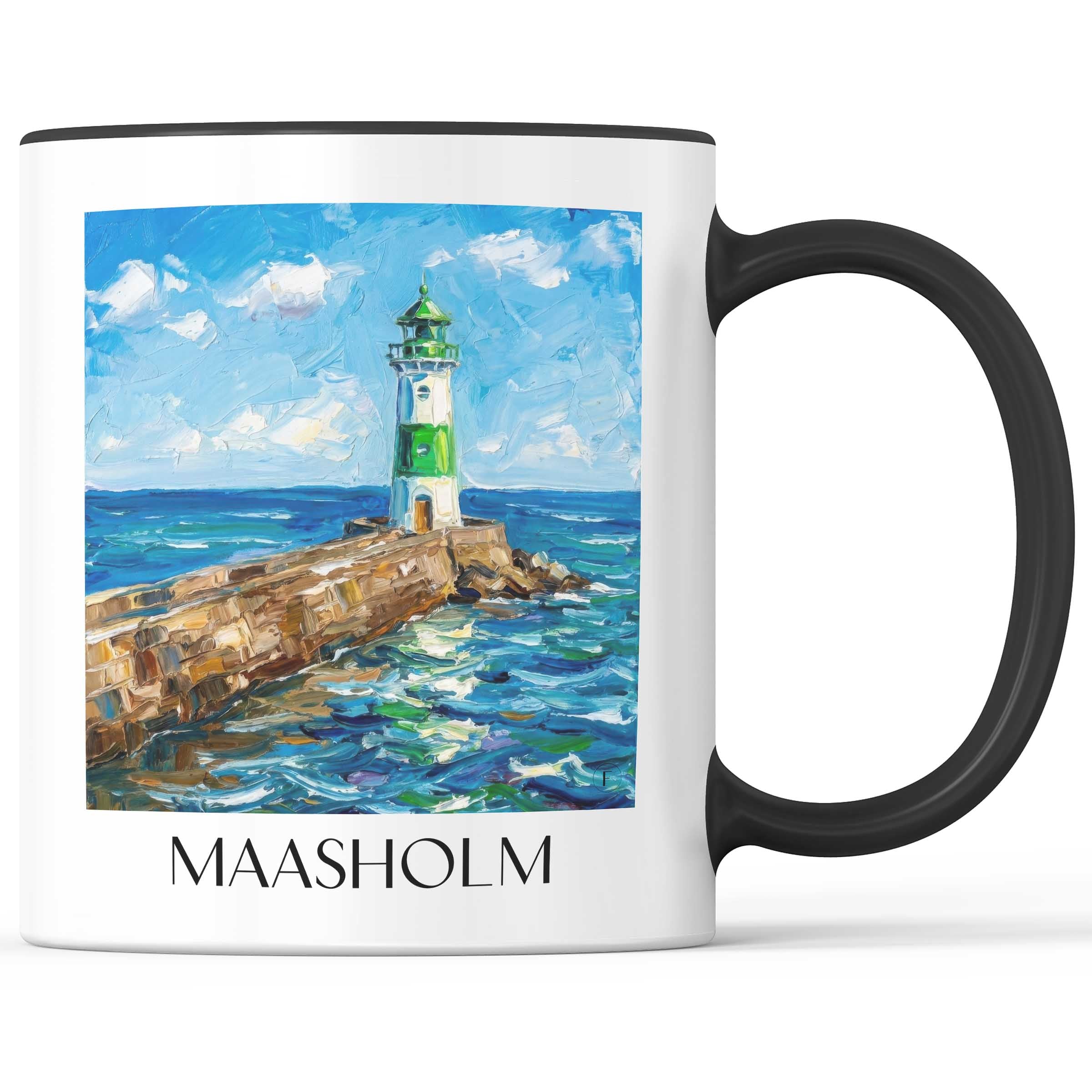 Maasholm Kaffeebecher - Schleswig-Holstein - Deutschland Becher - Kaffeetasse im Ölgemälde Stil