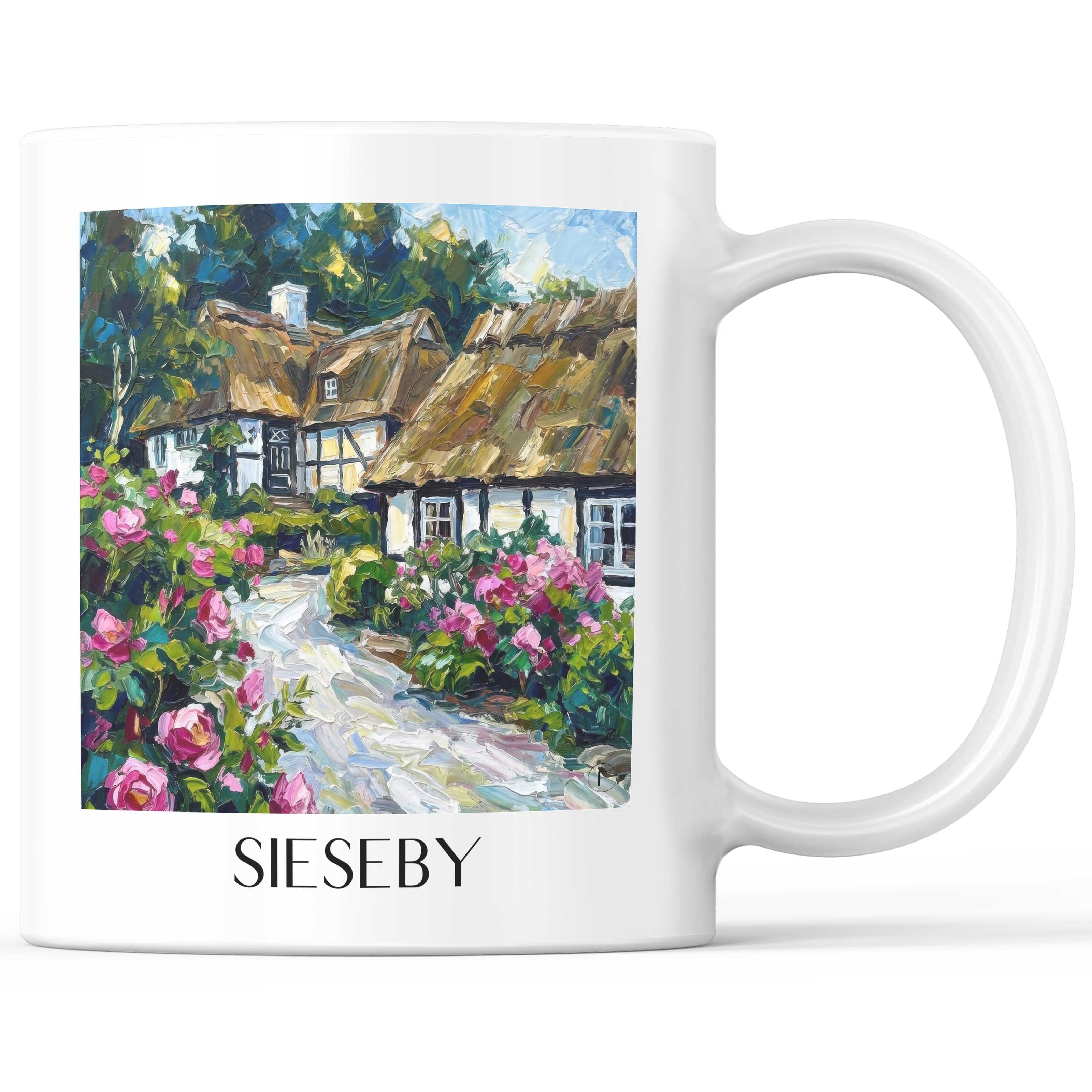 Sieseby Kaffeebecher - Schleswig-Holstein - Deutschland Becher - Kaffeetasse im Ölgemälde Stil