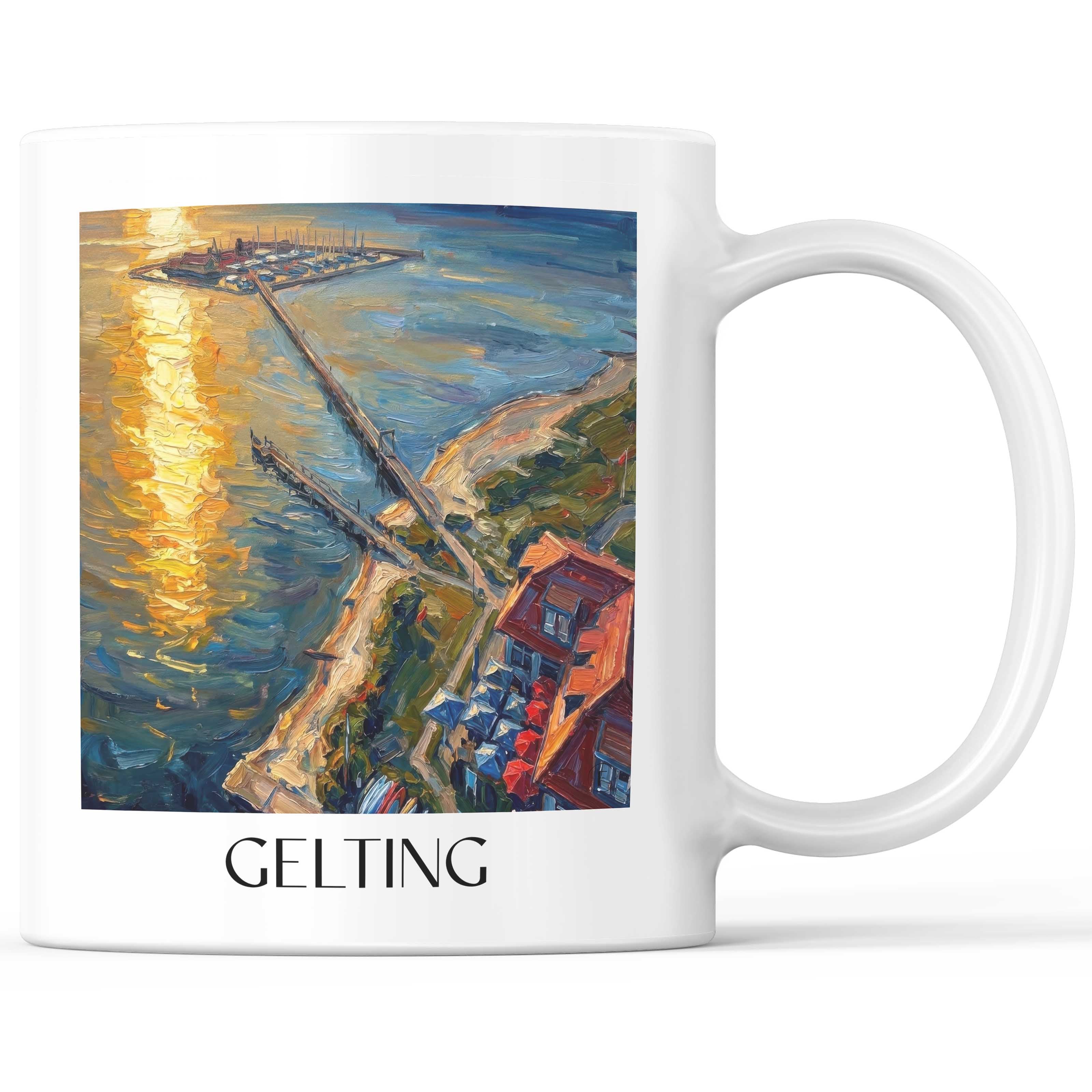 Gelting Kaffeebecher - Schleswig-Holstein - Deutschland Becher - Kaffeetasse im Ölgemälde Stil