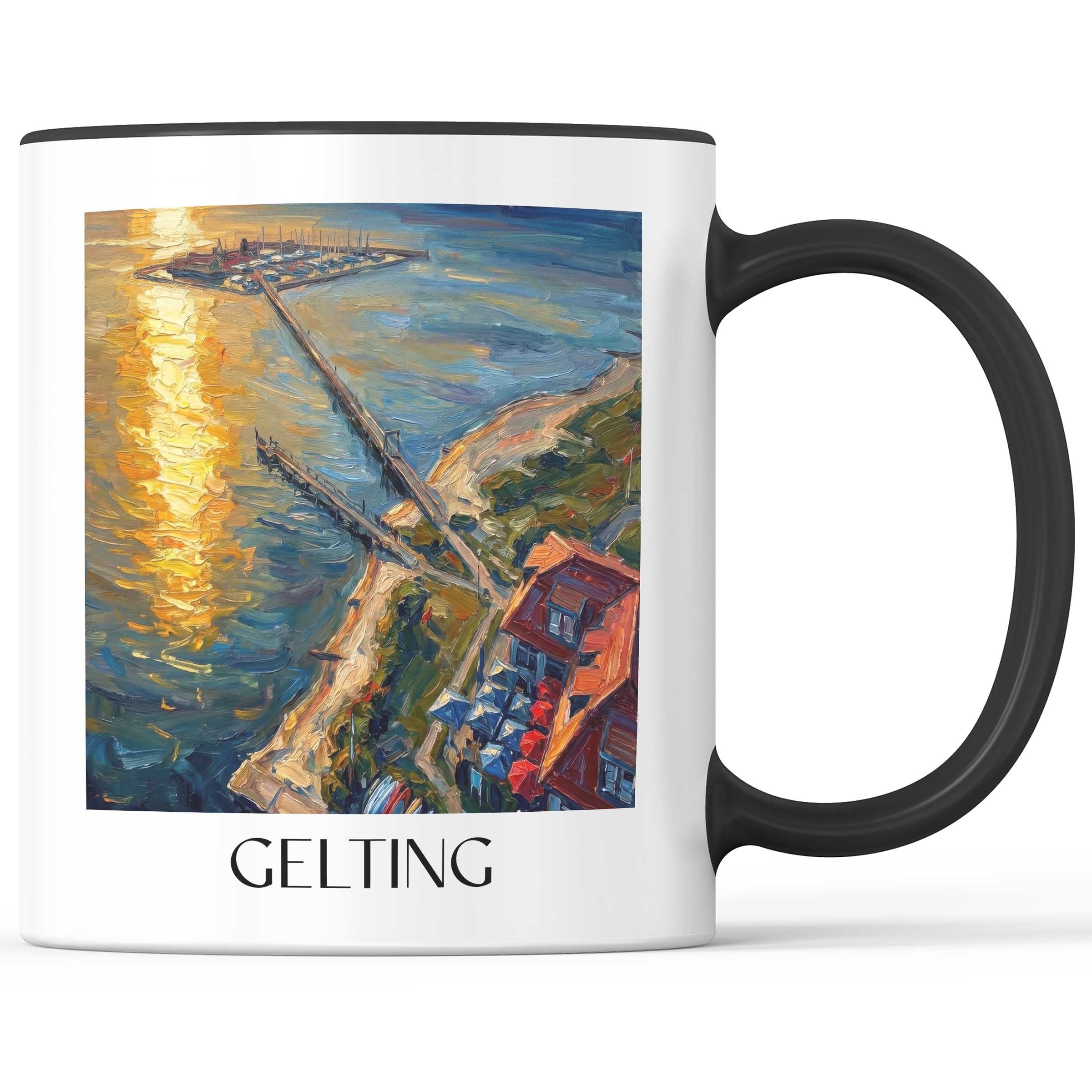 Gelting Kaffeebecher - Schleswig-Holstein - Deutschland Becher - Kaffeetasse im Ölgemälde Stil