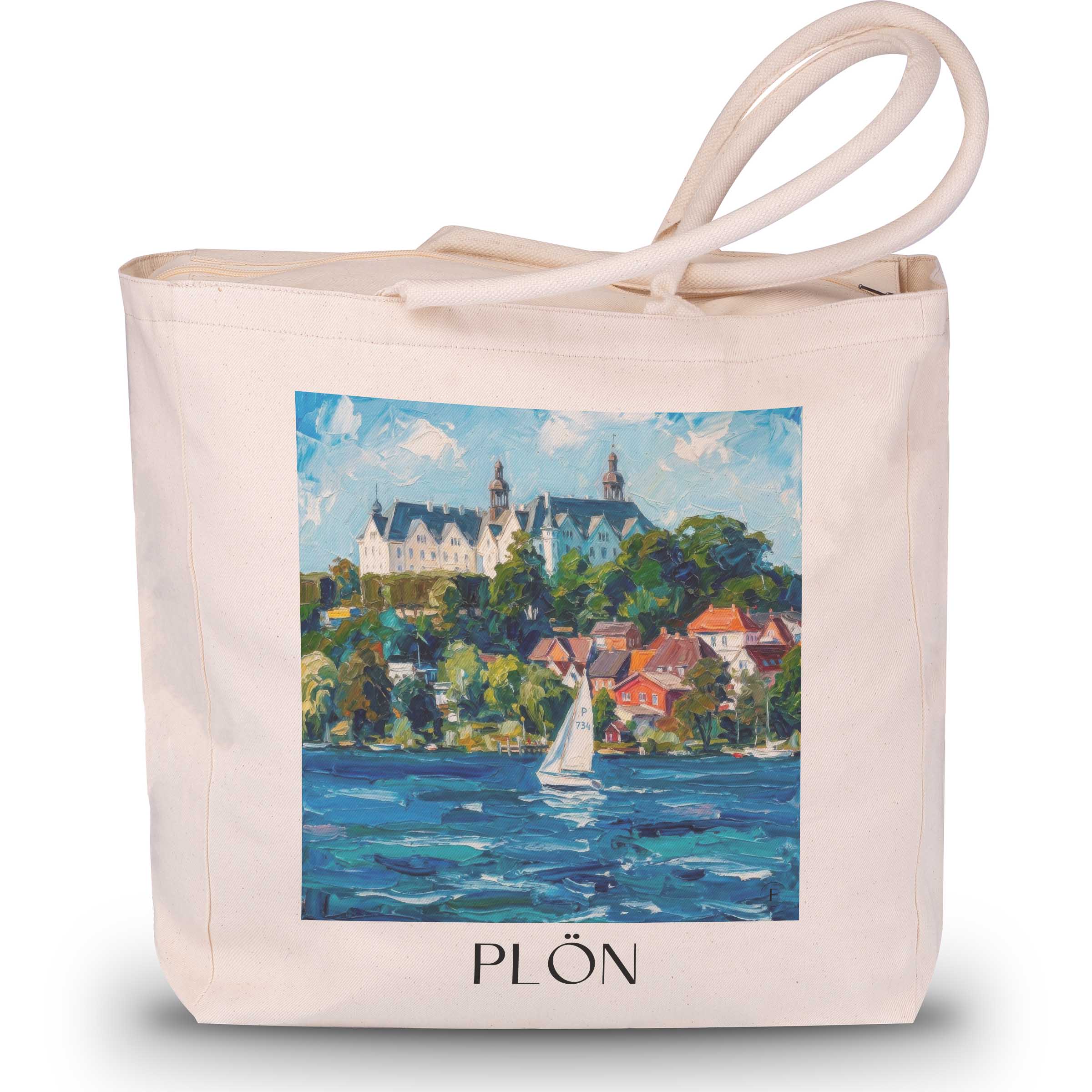 Plön Shopping Tasche - Schleswig-Holstein - Deutschland Tote Bag - Einkaufstasche im Ölgemälde Stil