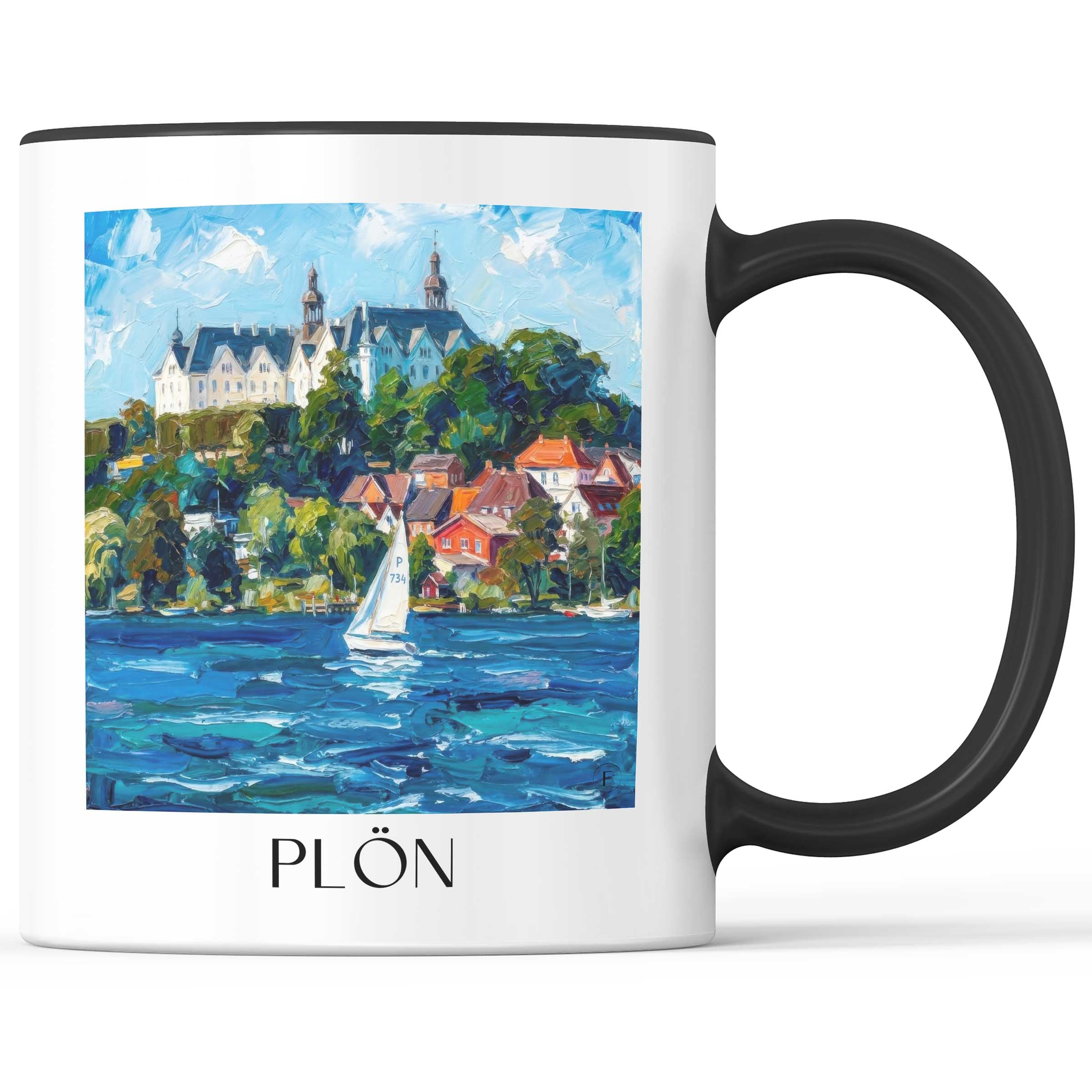 Plön Kaffeebecher - Schleswig-Holstein - Deutschland Becher - Kaffeetasse im Ölgemälde Stil