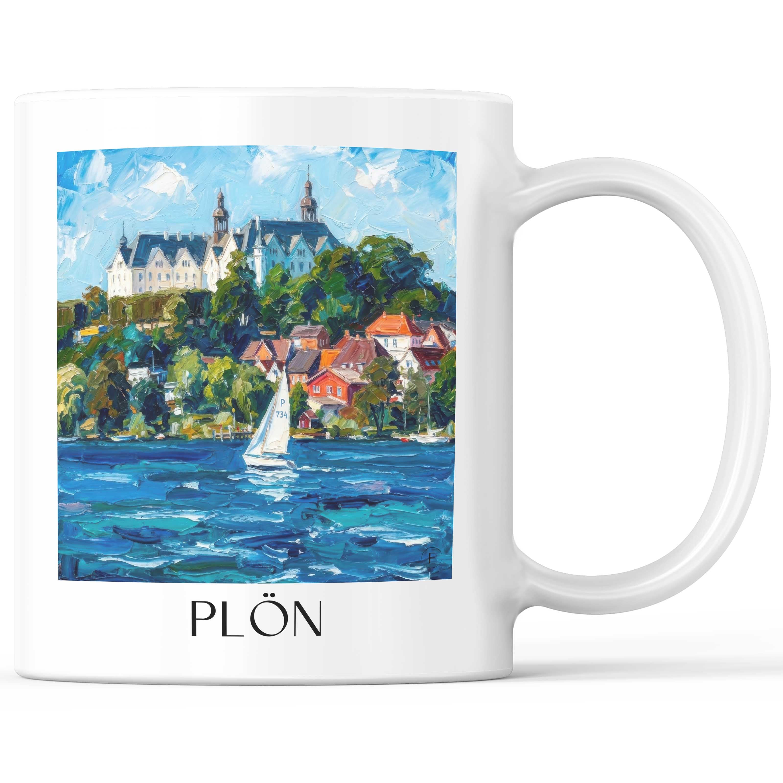 Plön Kaffeebecher - Schleswig-Holstein - Deutschland Becher - Kaffeetasse im Ölgemälde Stil