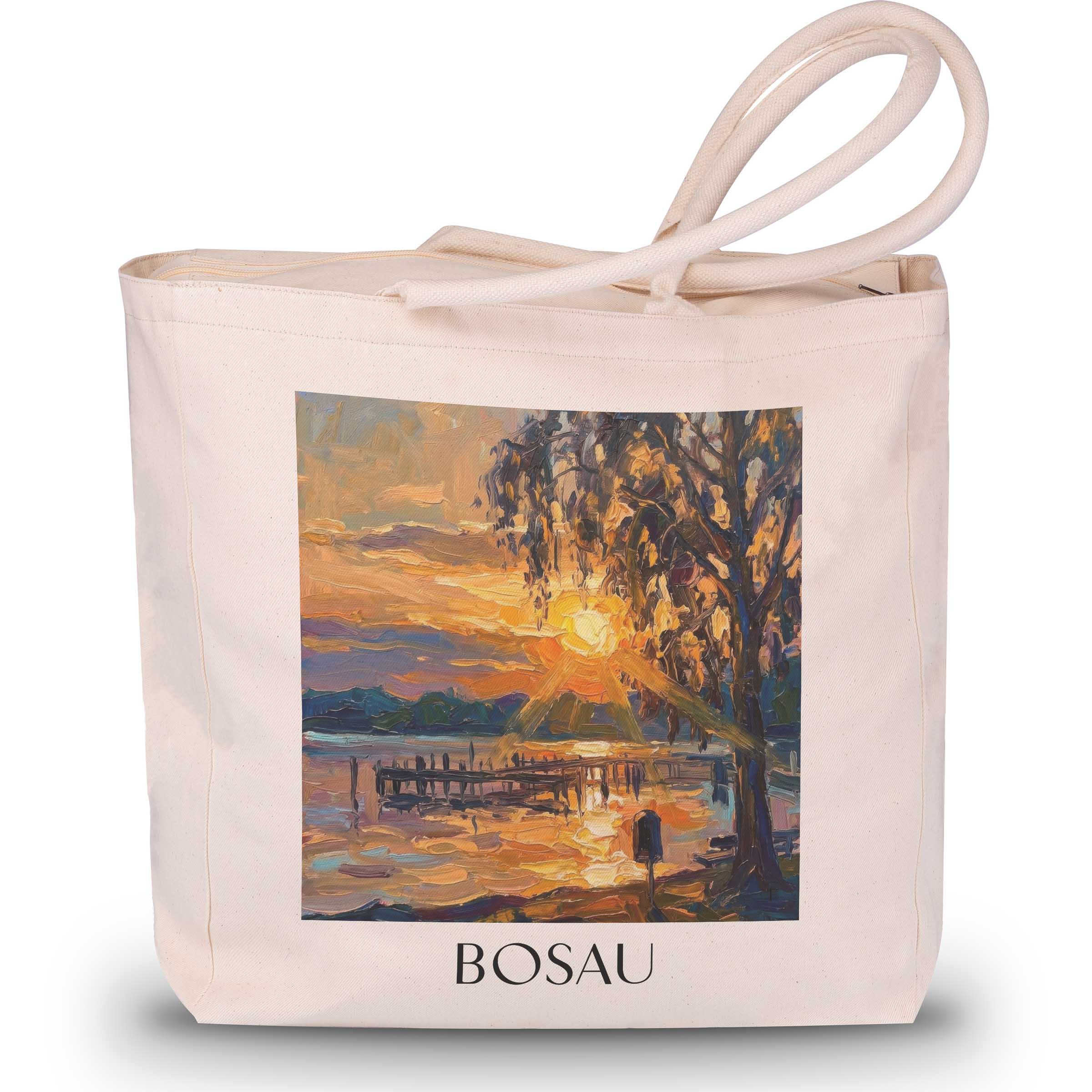Bosau Shopping Tasche - Schleswig-Holstein - Deutschland Tote Bag - Einkaufstasche im Ölgemälde Stil