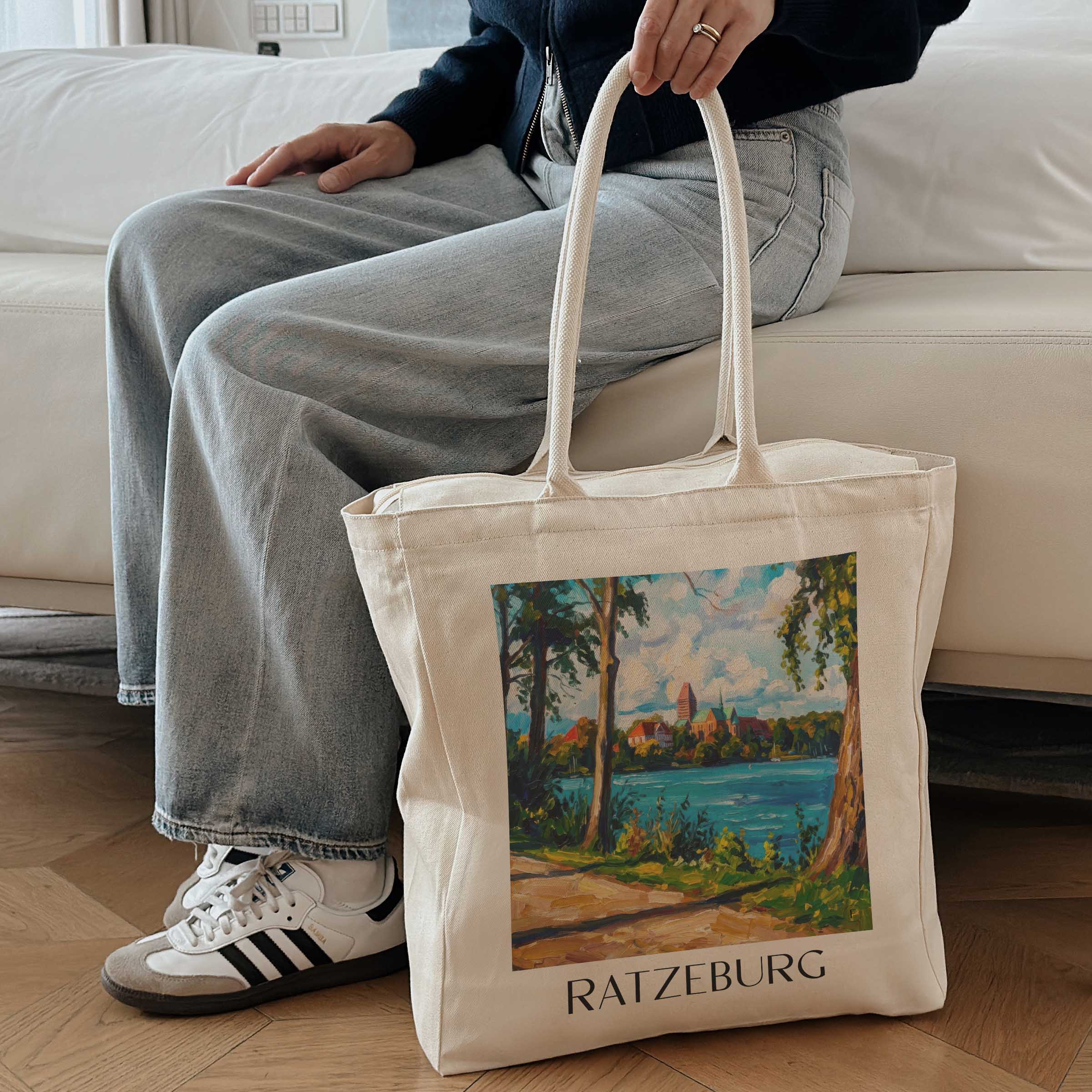 ratzeburg-schleswig-holstein-deutschland-einkaufstasche-oil-painting-oelgemaelde