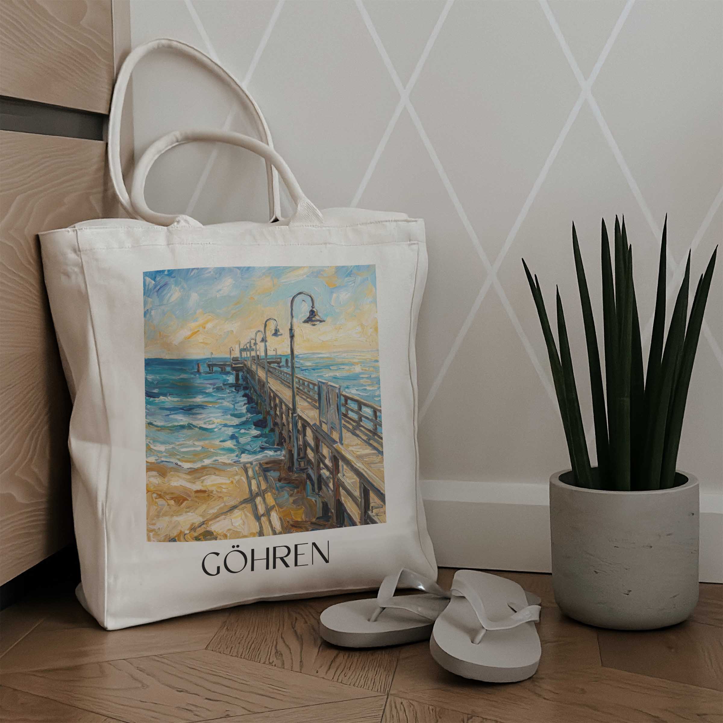 göhren-rügen-deutschland-einkaufstasche-oil-painting-oelgemaelde