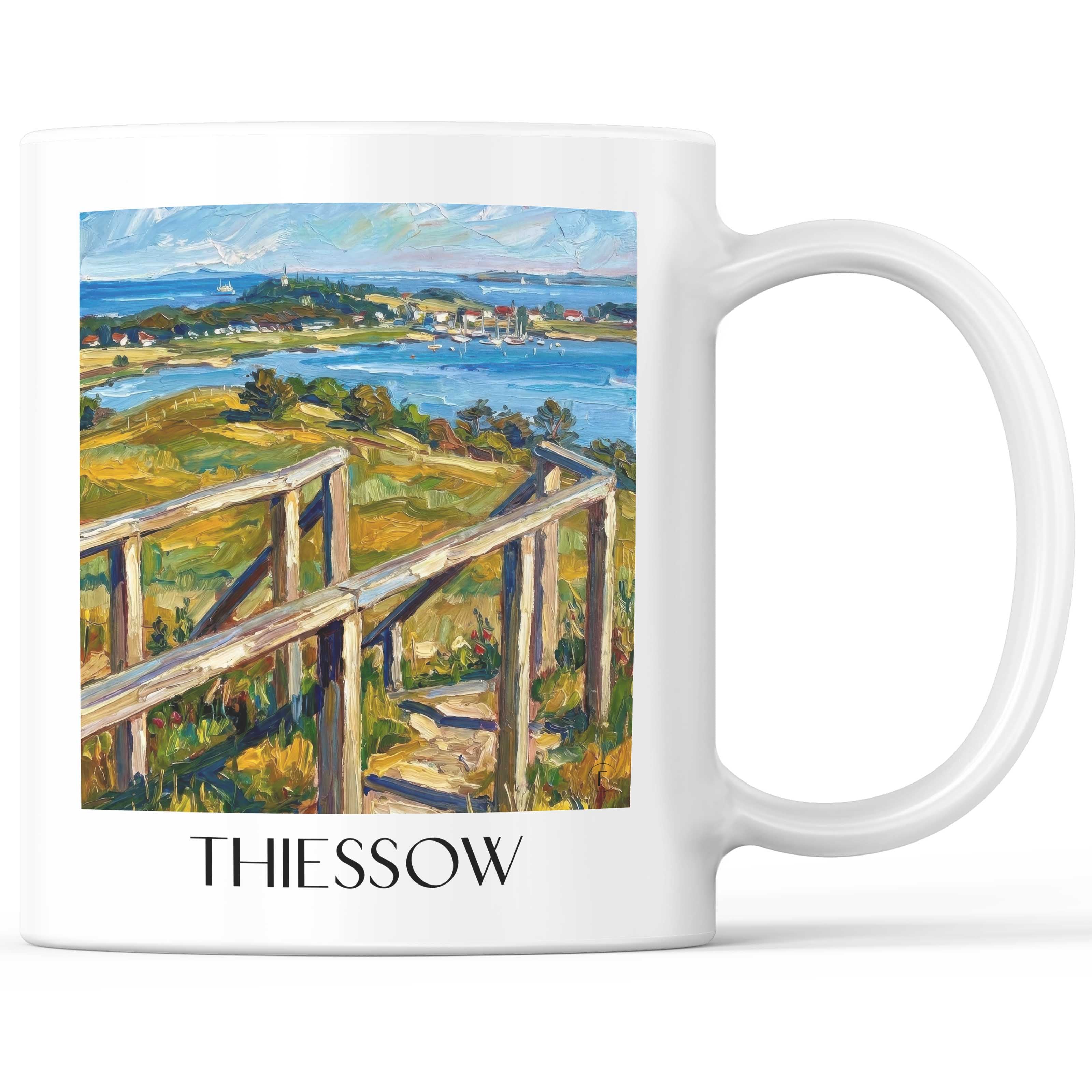 Thiessow Kaffeebecher - Rügen - Deutschland Becher - Kaffeetasse im Ölgemälde Stil
